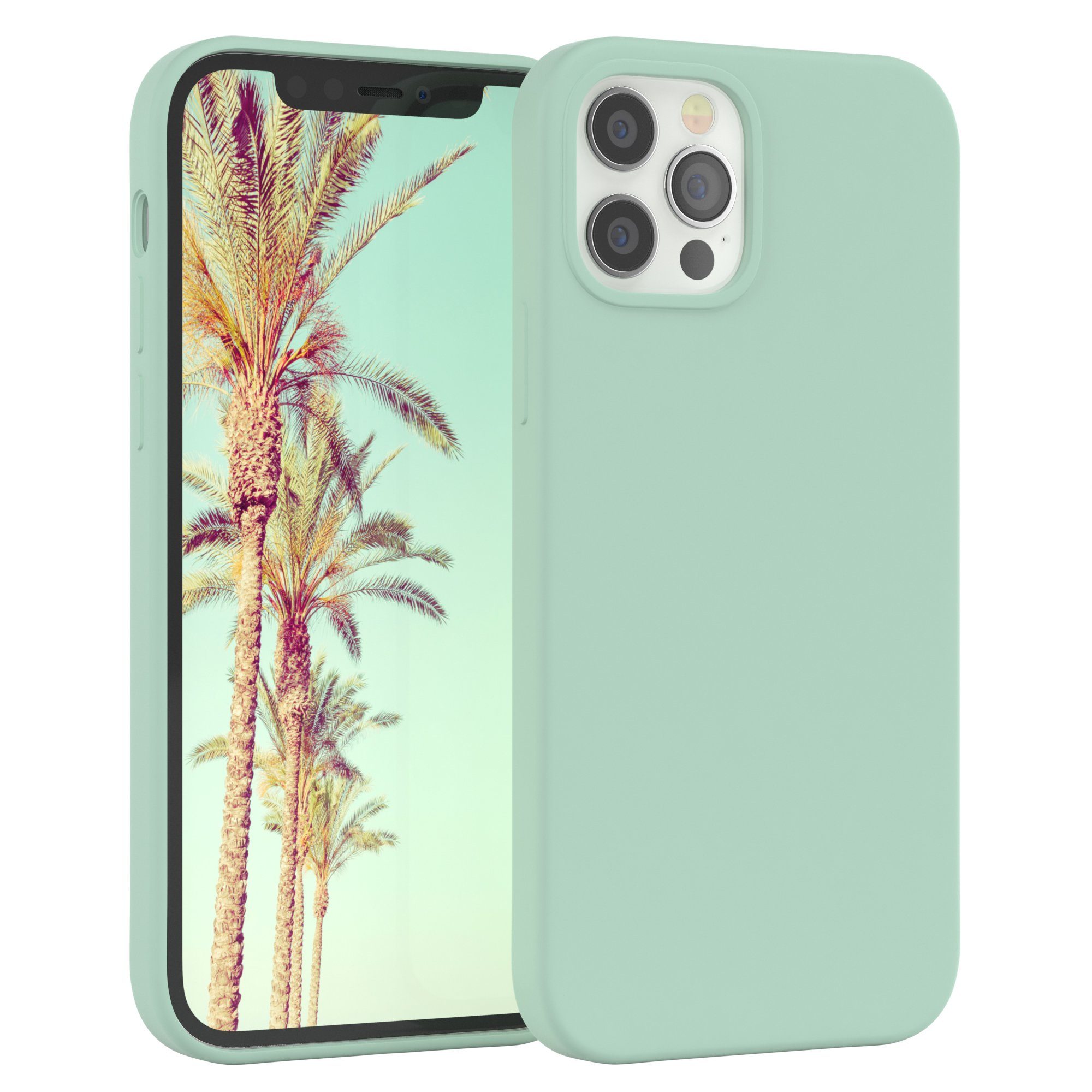 EAZY CASE Handyhülle Premium Silikon Case für iPhone 12 / iPhone 12 Pro 6,1 Zoll, Cover Hülle mit Kameraschutz Bumper Case Slimcover kratzfest Mint Grün