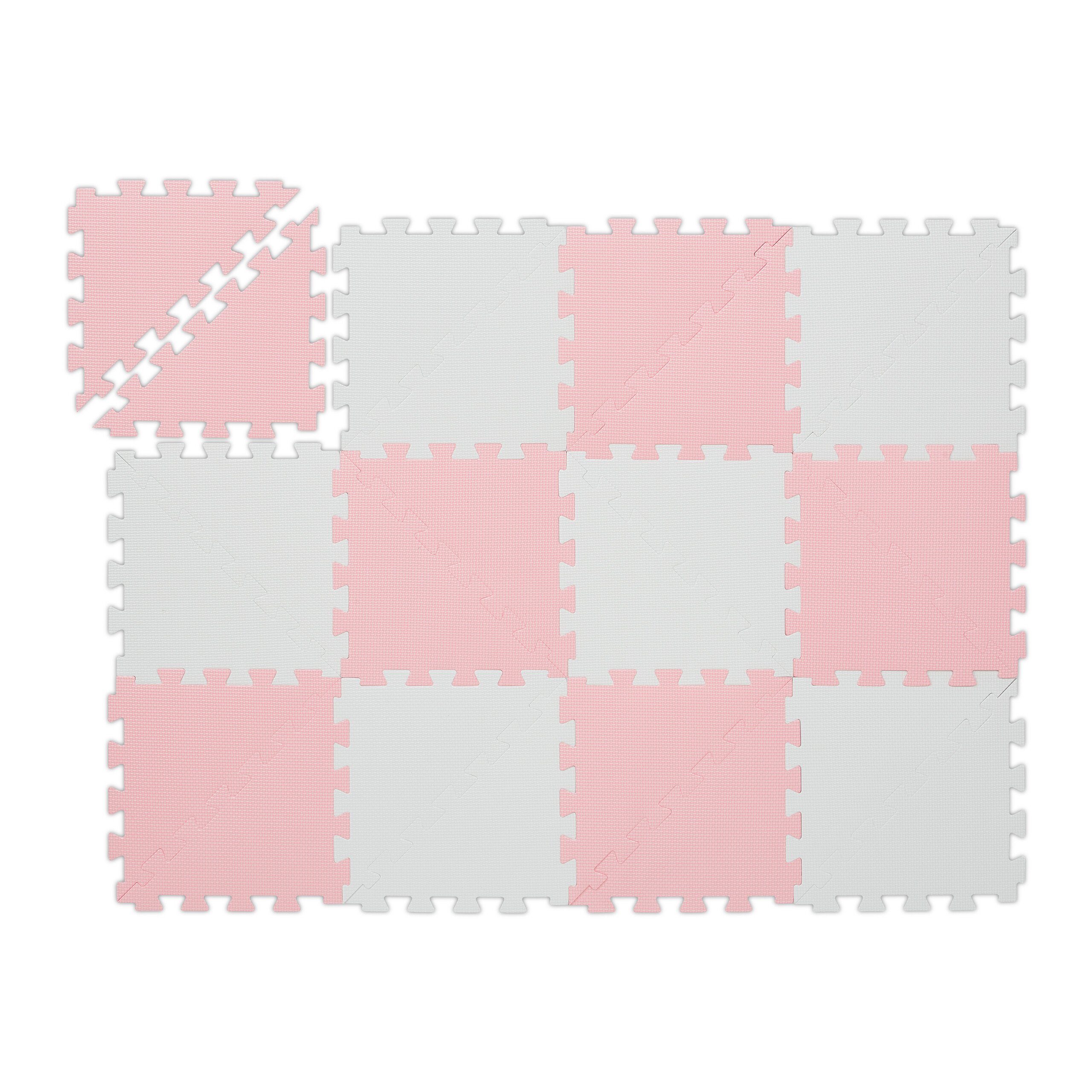 relaxdays Spielmatte Puzzlematte rosa-weiß günstig online kaufen