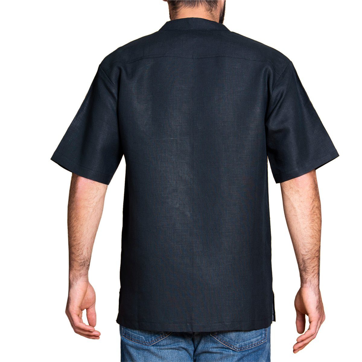 PANASIAM Kurzarmhemd Fischerhemd fairtrade aus 100% bio-Hanf mit geknoteten Knöpfen Bequemes Freizeithemd Fisherman Shirt