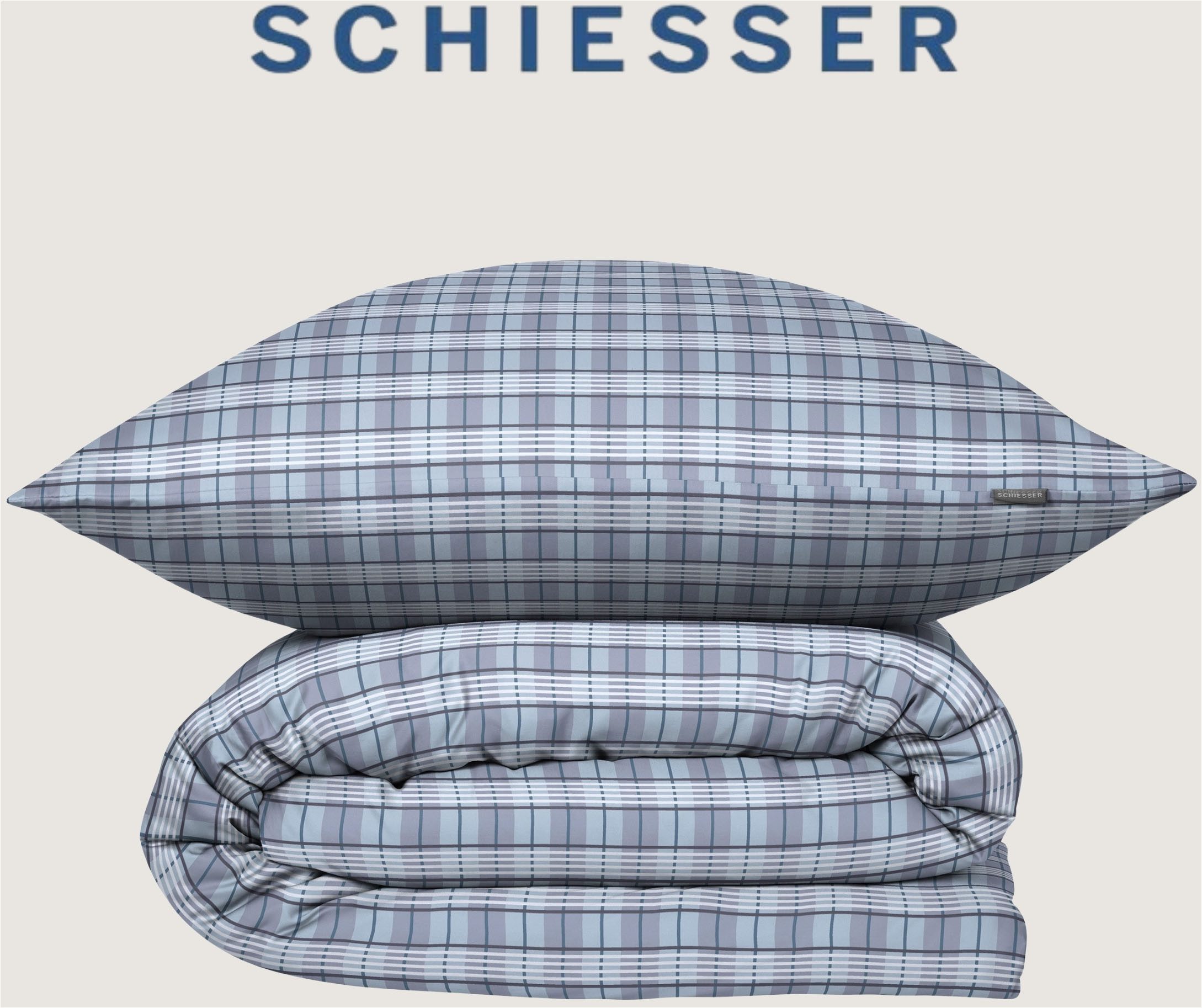 Schiesser Bettwäsche Kate aus weicher Baumwolle mit zeitlosen Karos, Renforcé, 2 teilig, MADE IN GREEN by OEKO-TEX®