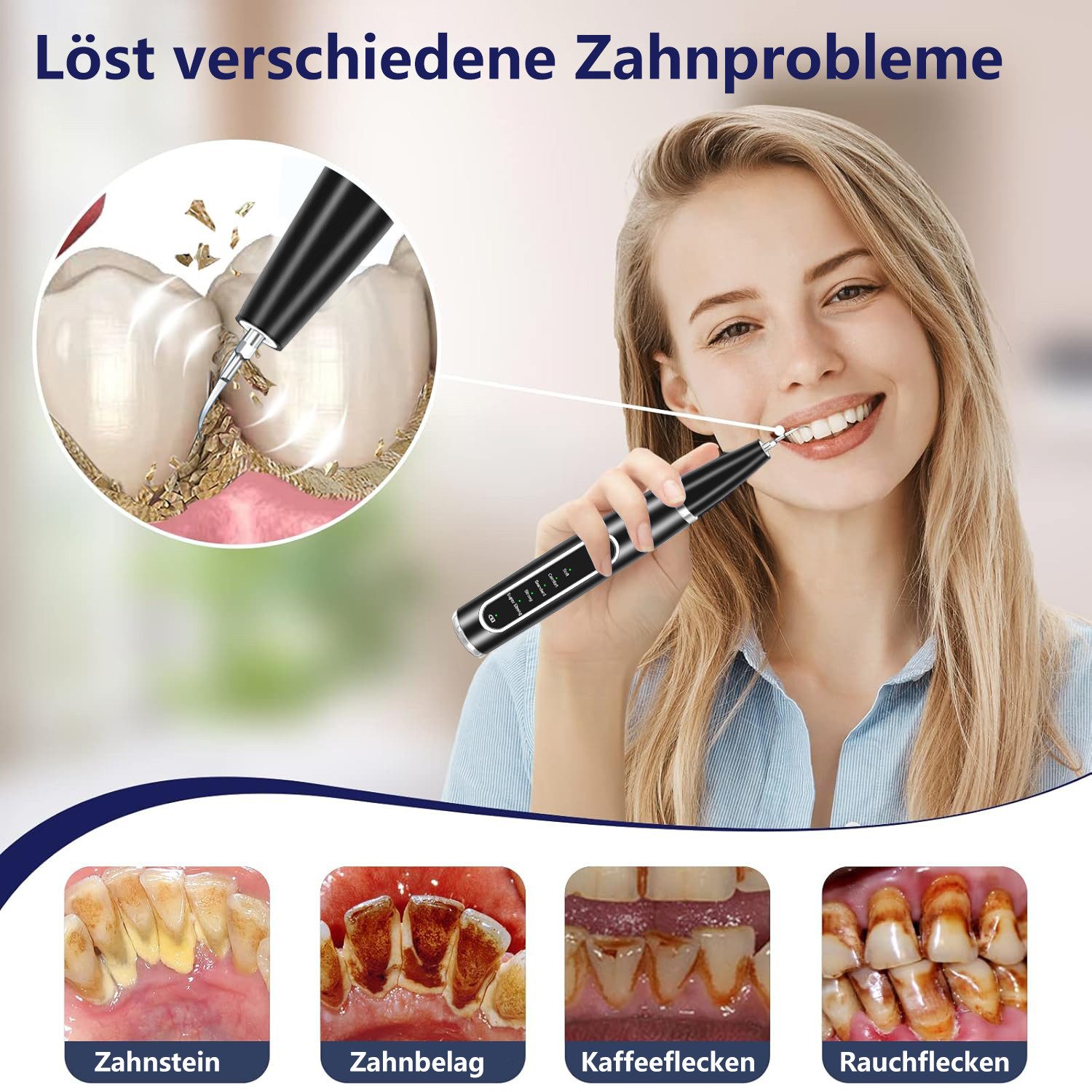 poweradd pro Zahnpflege-Set Mundpflegecenter für Pflege von Zahn Zu Hause, Es gibt 5 Einstellbare Modi und USB-Wiederaufladbar, IPX7 Wasserdicht 3 austauschbare Reinigungsköpfe