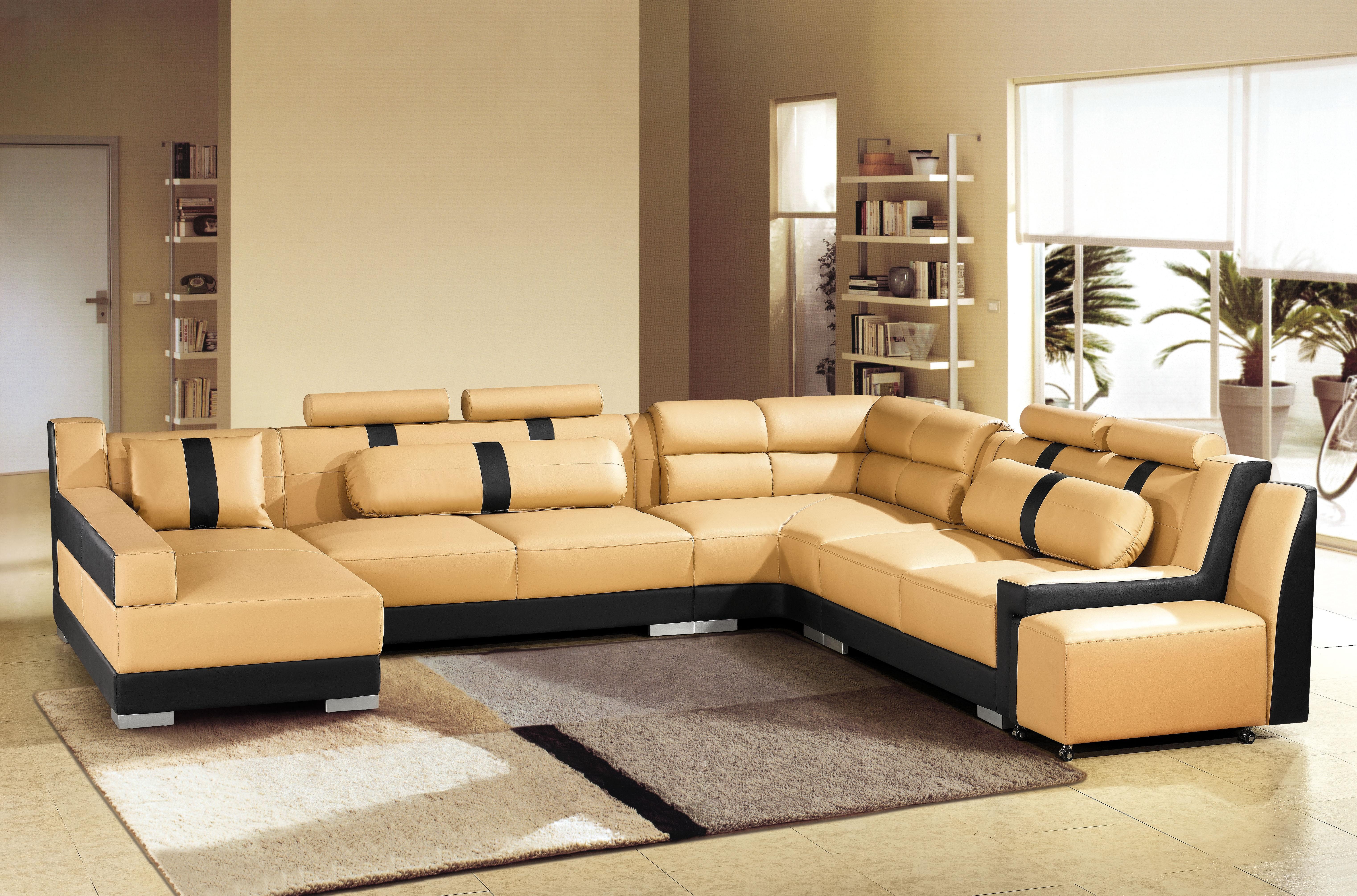 Xlmoebel Wohnlandschaft Ecksofa in U-Form aus Leder mit eleganter Polsterung, Wohnlandschaft, Hergestellt in Europa