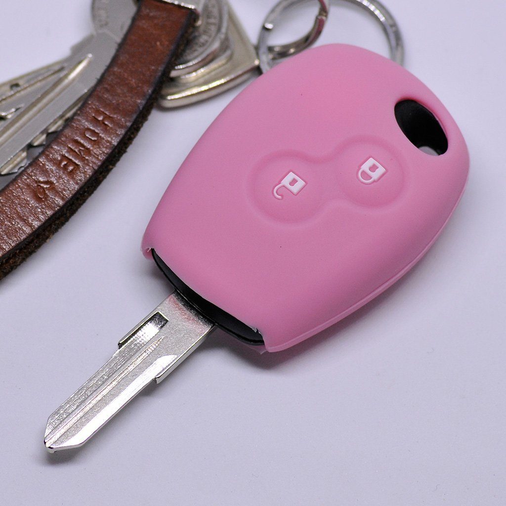 mt-key Schlüsseltasche Autoschlüssel Softcase Silikon Schutzhülle Pink, für Dacia Dokker Sandero Duster Lodgy Logan Renault Clio Twingo