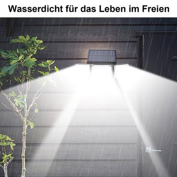 DOPWii LED Gartenleuchte LED Solarleuchte,LED Solarlampe Fluter für Außen Garten 3 Köpfe, LED fest integriert, LED fest integriert,280 LEDs Wandleuchte,mit Bewegungsmelder,3 Modi