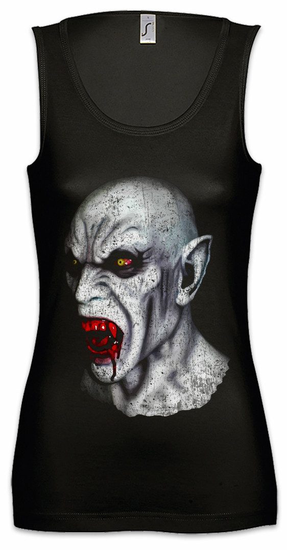 Tanktop Vampire Head Ärmelloses Damen T-Shirt Graf Vampir Blut True Gebiss