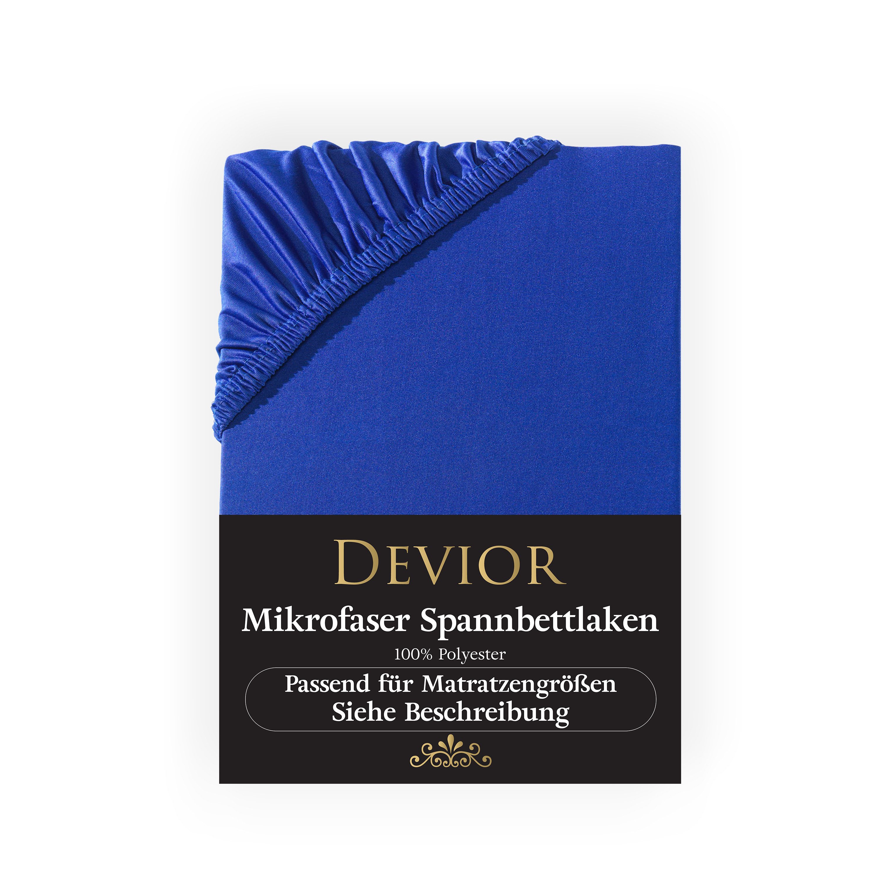 Devior Spannbettlaken aus 100% Mikrofaser mit 135 g/m², schnelltrocknend mit Einlaufschutz, Jersey, Gummizug: Rundumgummizug, für Standardmatratzen bis 22cm - Microfaser Spannbetttuch 90 x 200 cm