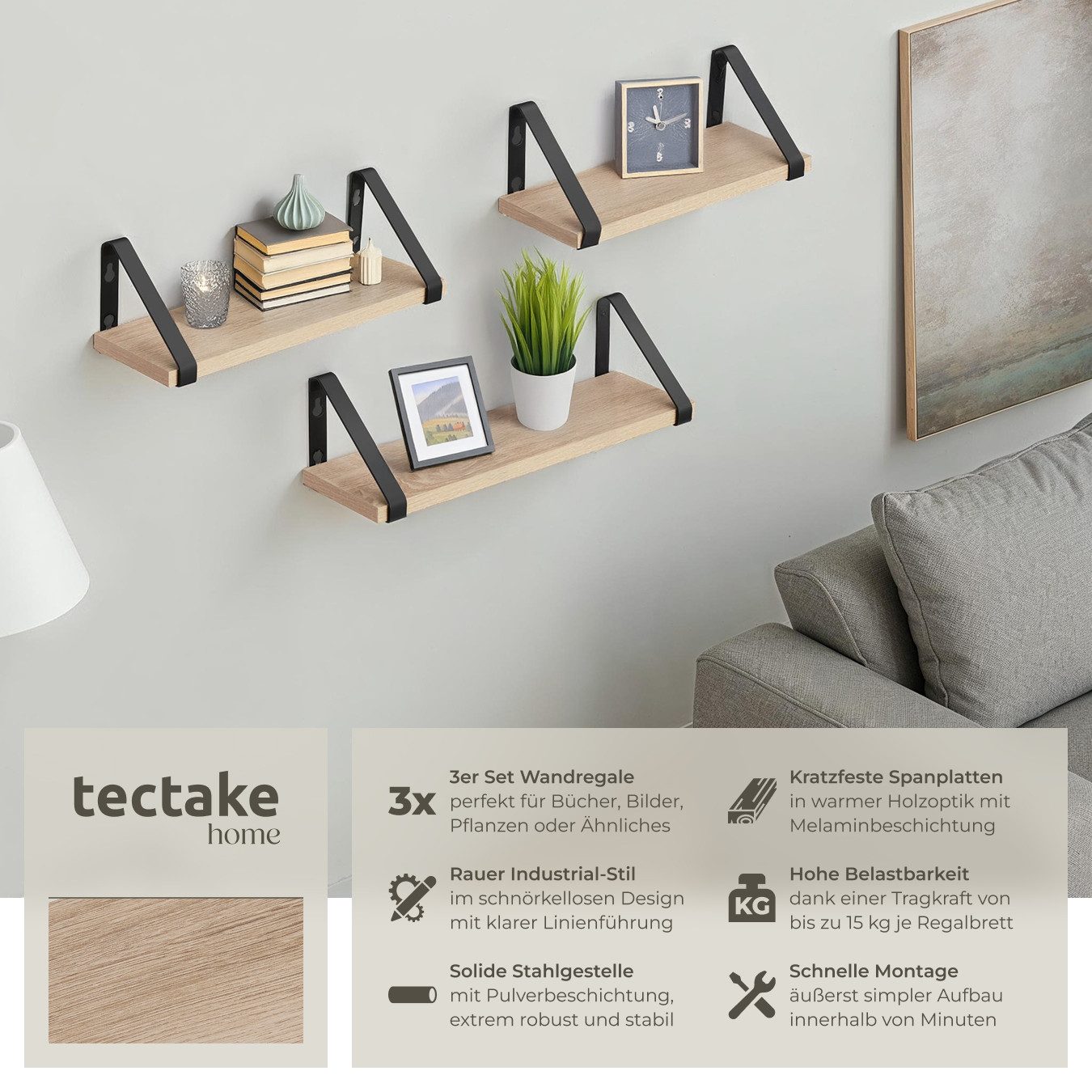 tectake Wandregal 3er Set Wandregal, Set günstig online kaufen