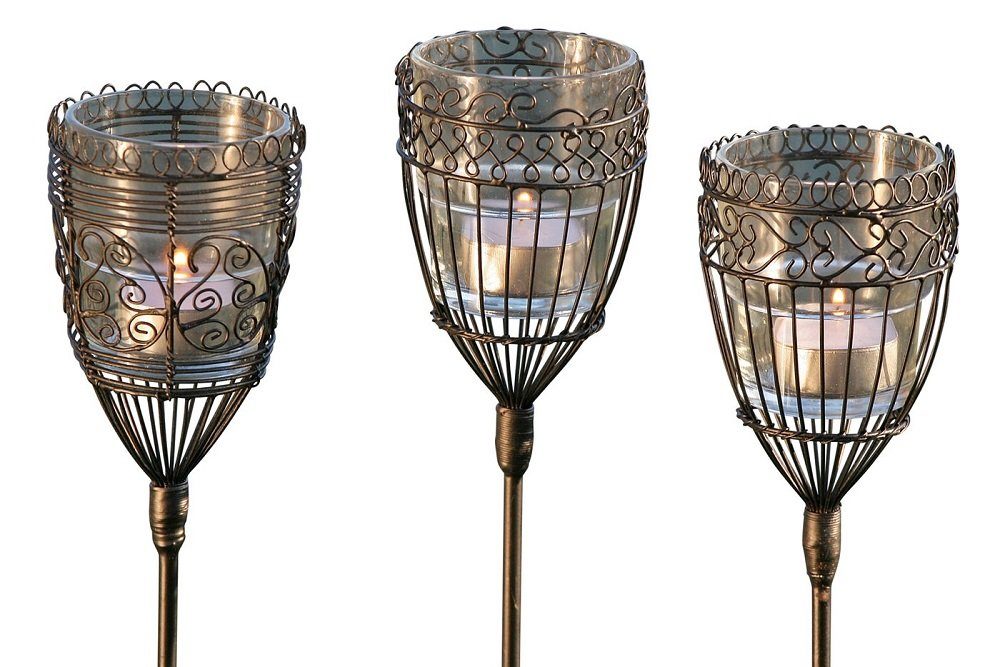 BOLTZE GRUPPE GmbH Teelichthalter Windlicht Metall Gartenstecker 94cm