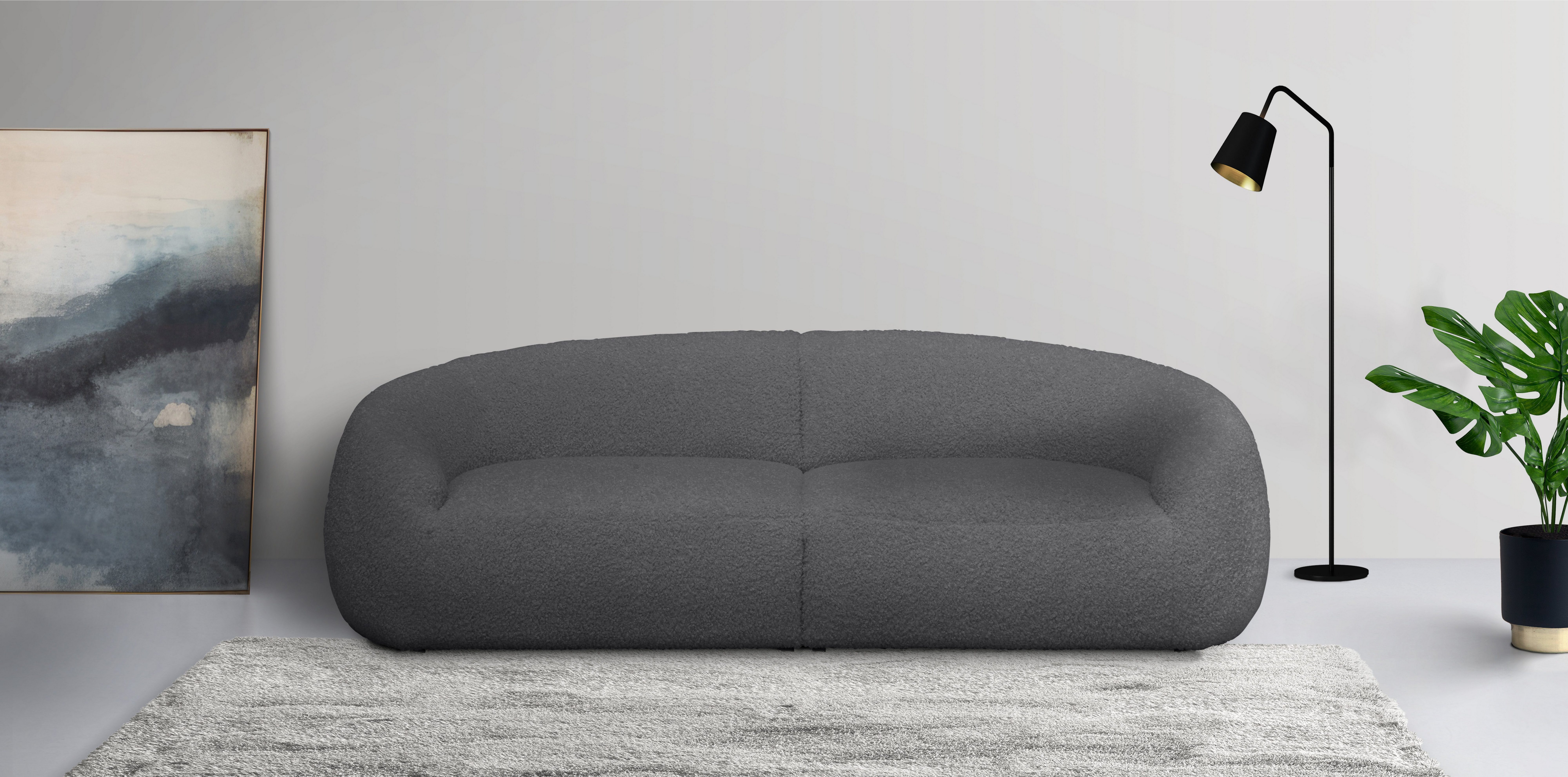 LeGer Home by Lena Gercke Big-Sofa YANI, Designersofa, organische Form, Maße B/T/H: 240/64/81 cm, mit Wellenunterfederung, auch in Bouclé, passend zur Serie