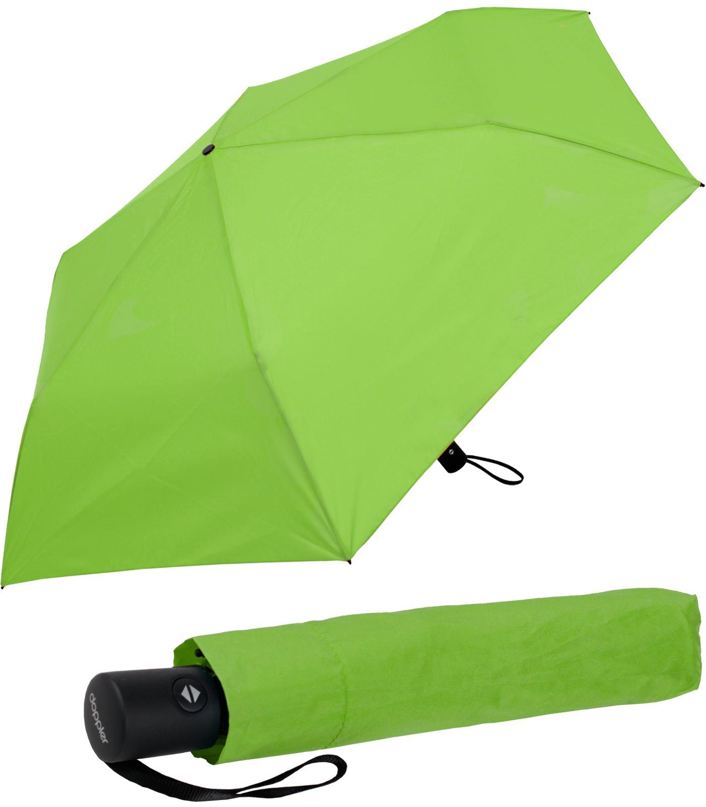 doppler® Taschenregenschirm zero magic, sehr leichter mini Schirm - peppy lime, mit Auf-Zu-Automatik und UV-Schutz-Beschichtung hellgrün