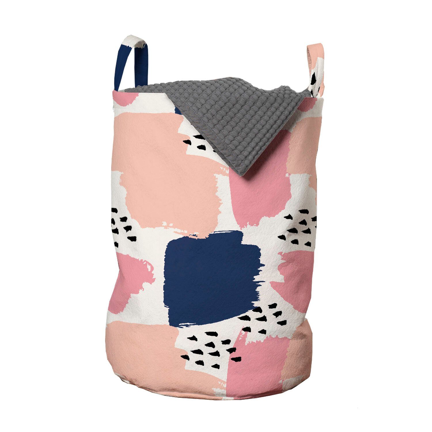 Wäschekorb Wäschesäckchen und Waschsalons, für Abakuhaus mit Navy Griffen Kordelzugverschluss Pastell-Kunst-Muster Blush