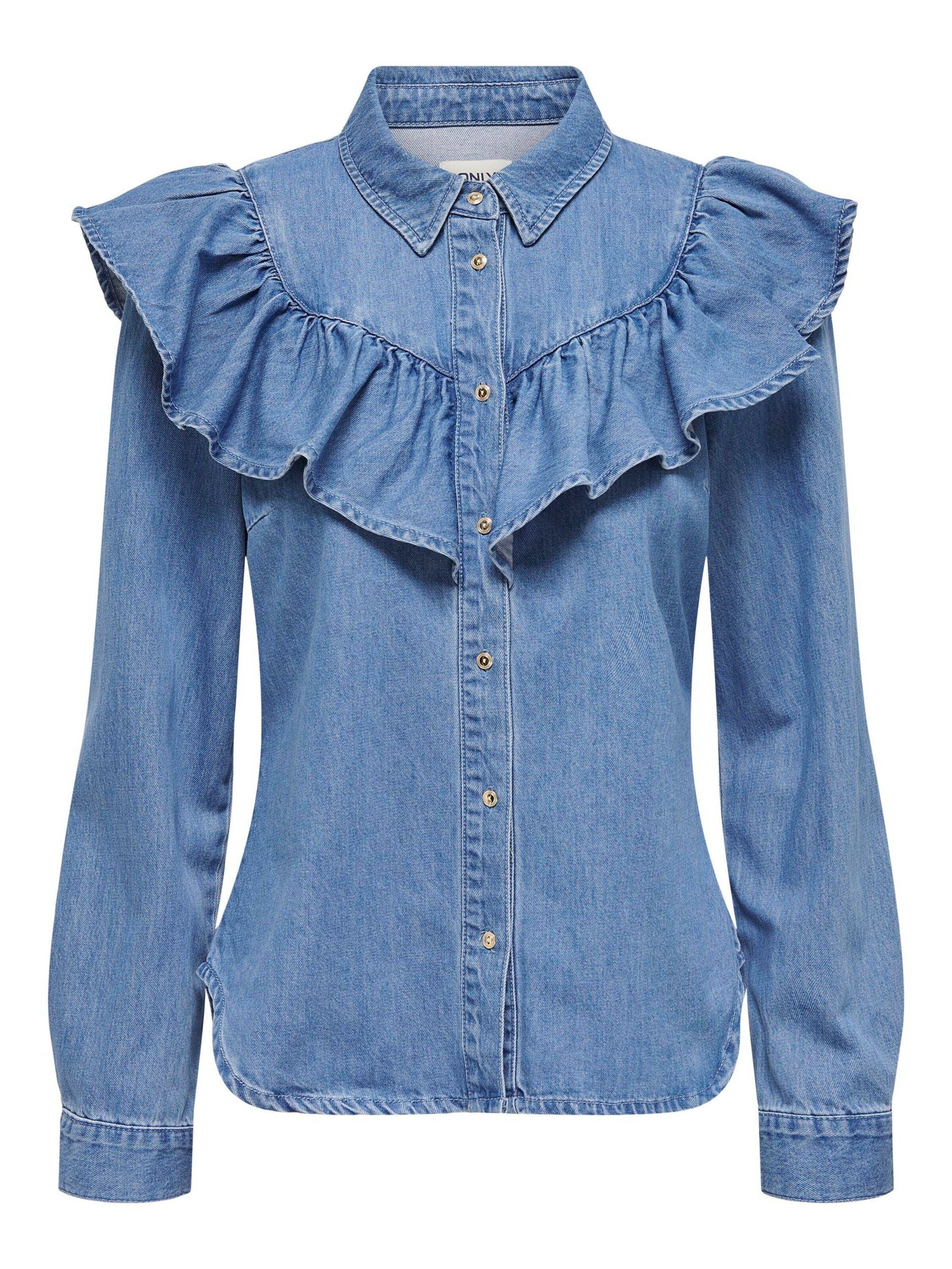 ONLY Langarmbluse Indigo (1-tlg) Rüschen günstig online kaufen