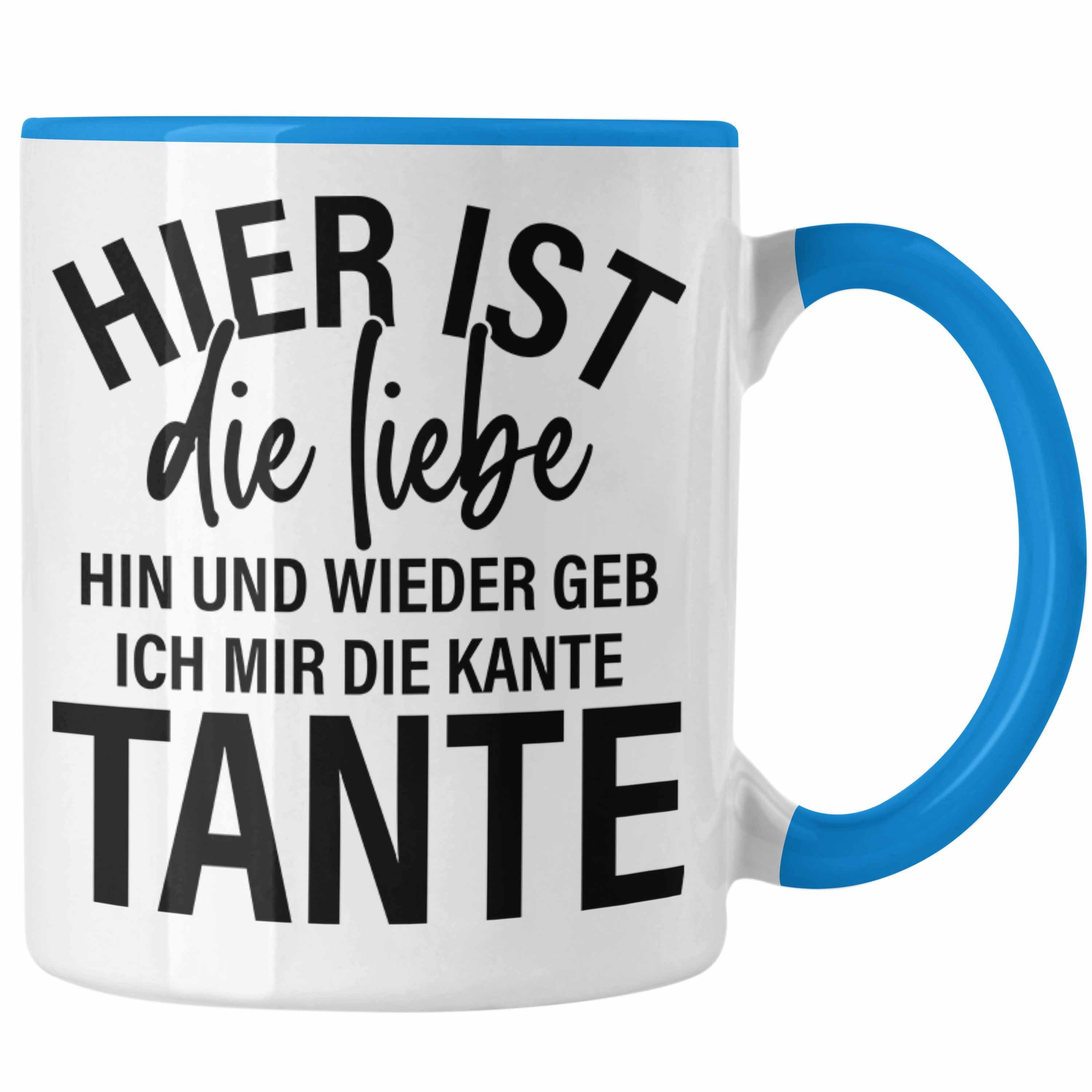 Trendation Tasse Trendation - Ich Geb Mir Die Kante Tante Tasse Geschenk Lustig Geburtstag Blau