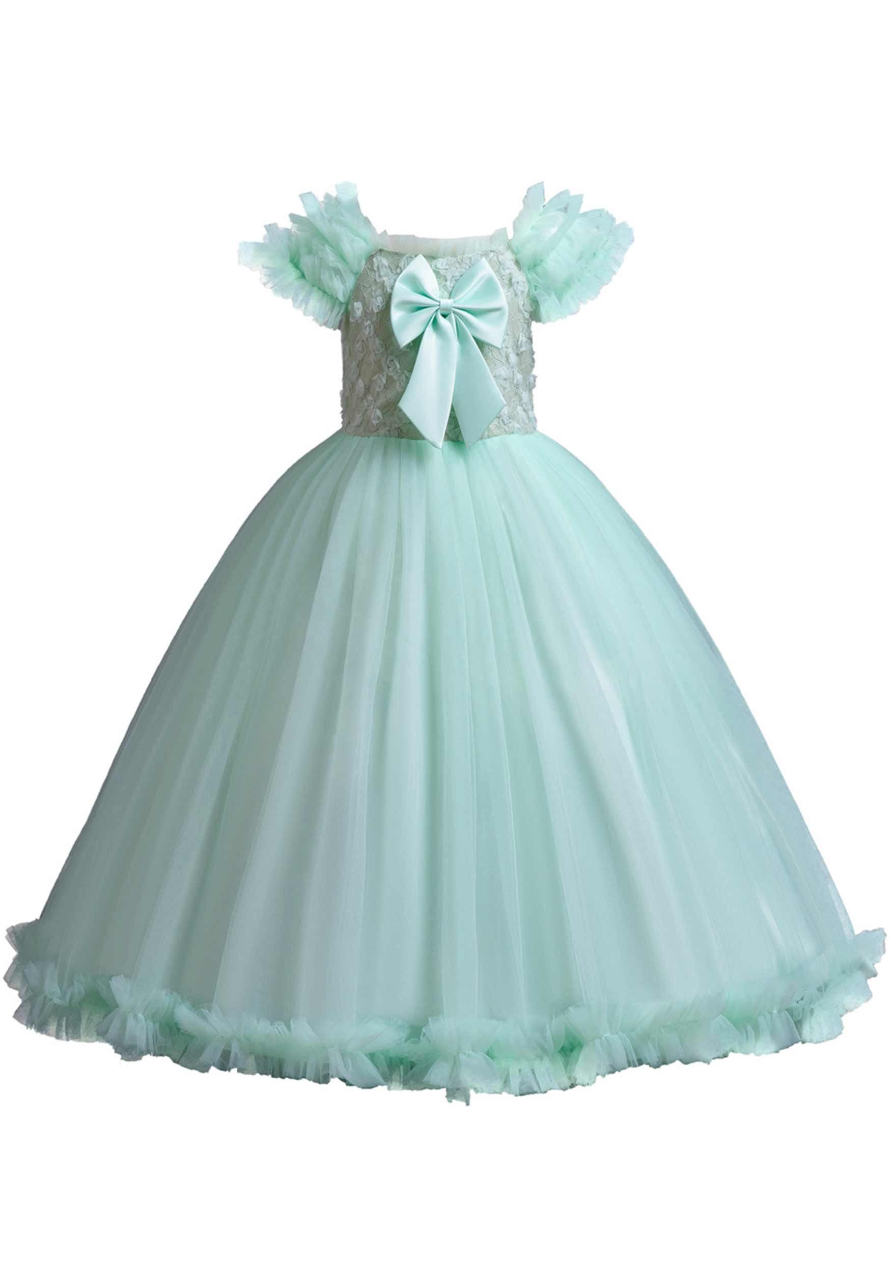 Daisred Tüllkleid Kinderkleider Prinzessinnenkleider Abendkleider Ballkleid Grün