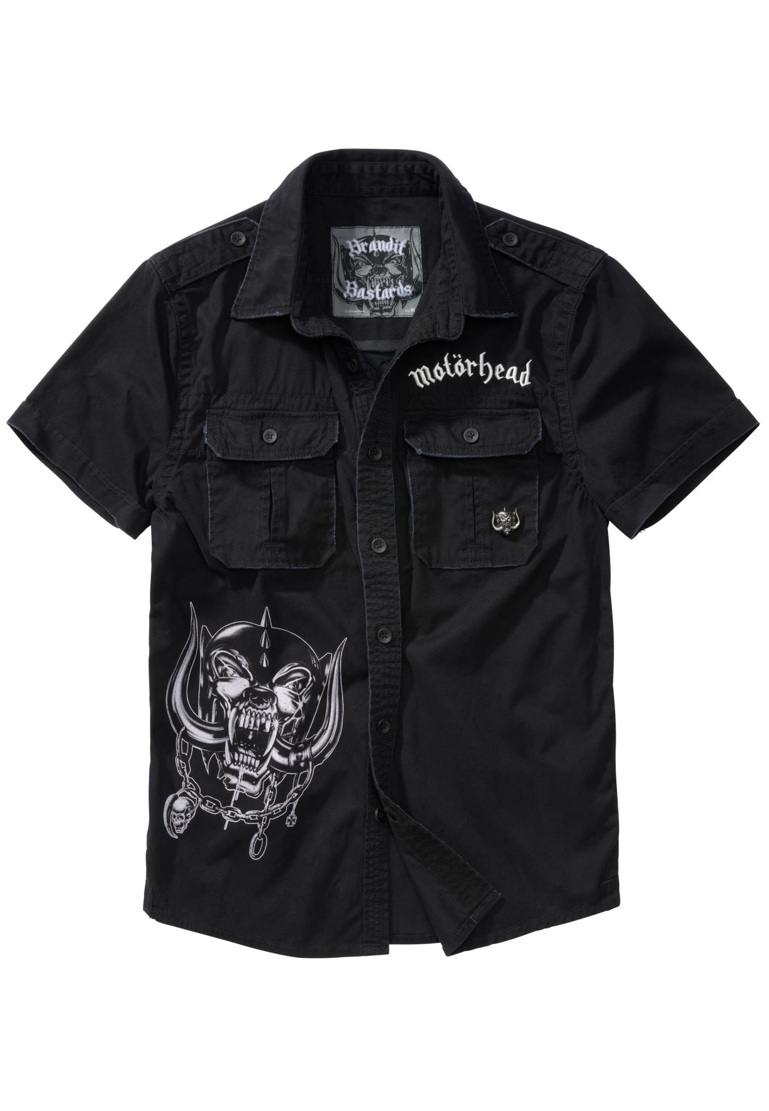 angenehmer Shirt Baumwollmischung aus Langarmhemd Brandit Motörhead Stylisches (1-tlg), Herren sleeve 1/2 Shirt Vintage