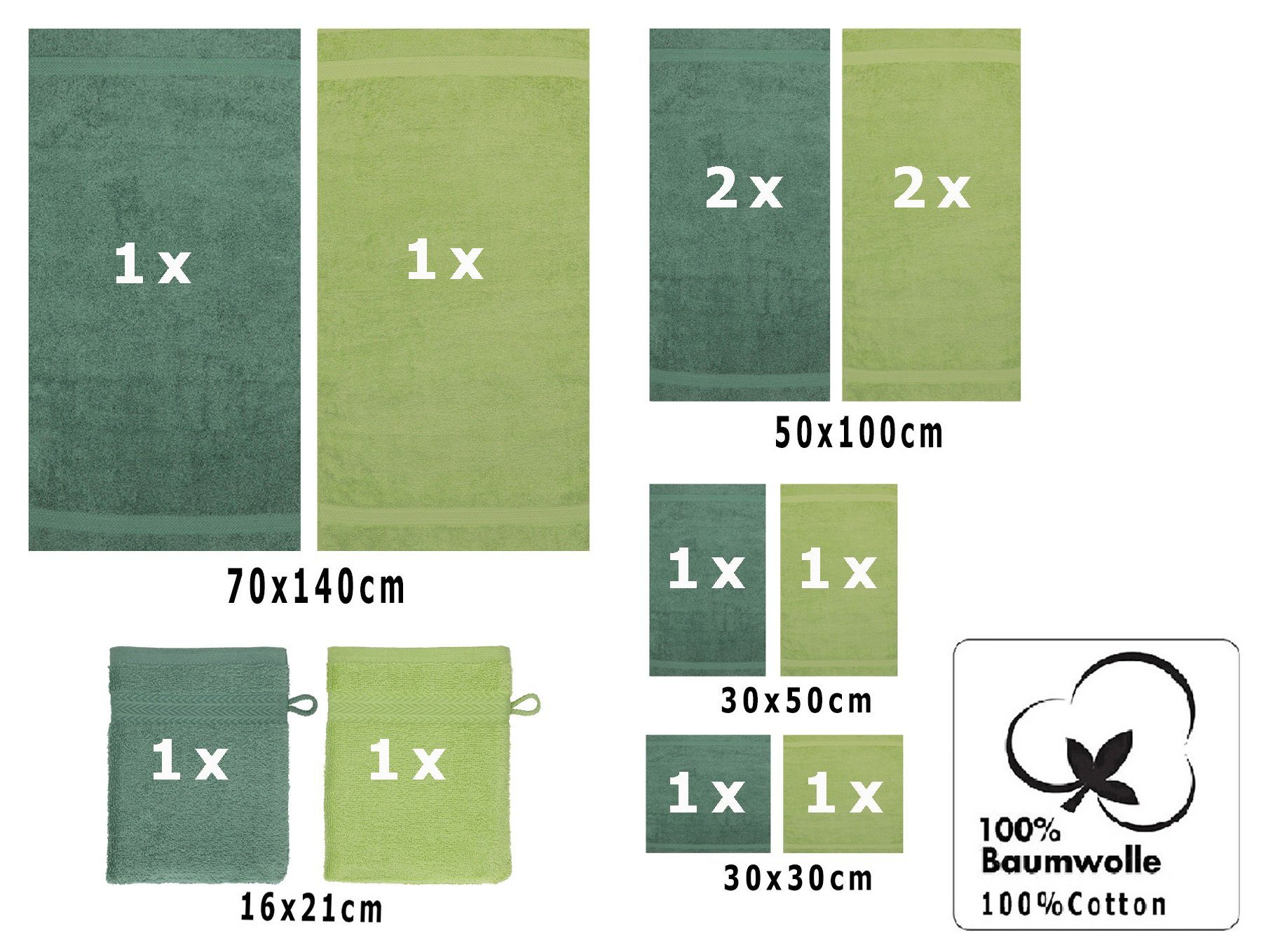 tannengrün/avocadogrün, Farbe Baumwolle, Handtuch Betz Set Set (12-tlg) 100% Handtuch 12-TLG. Premium