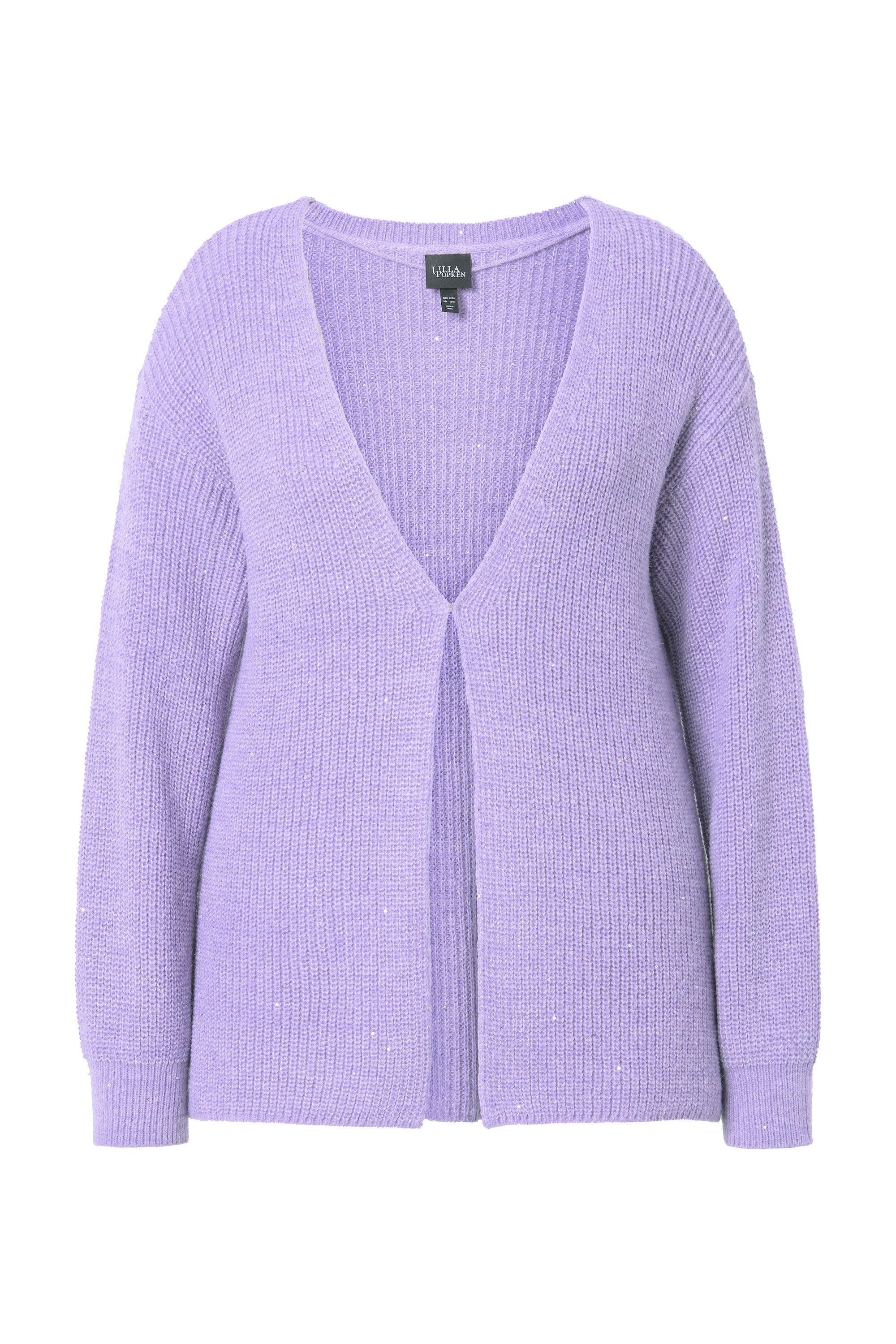 Ulla Popken Strickjacke Strickjacke Pailletten Oversized Rippstrick günstig online kaufen