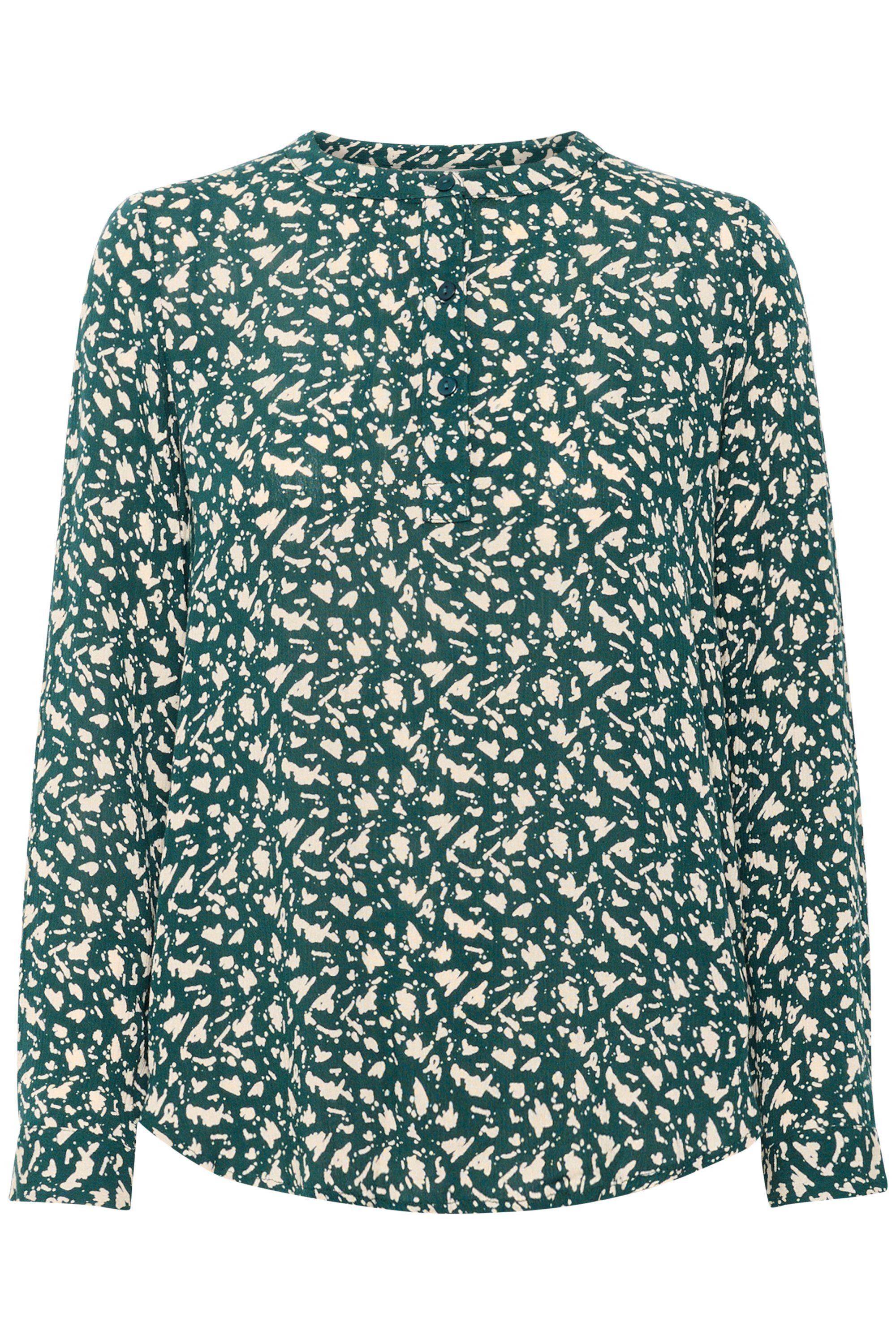 KAFFE Langarmbluse Langarm-Bluse Abstract Print KAlene Green/Chalk