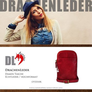 DrachenLeder Handtasche DrachenLeder Damen Handtasche Tasche rot (Handtasche), Damen, Herren Tasche aus Echtleder in rot, ca. 13cm Breite