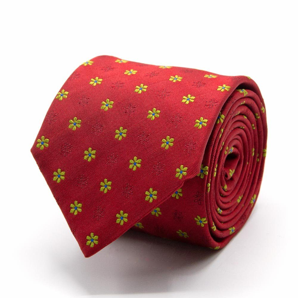 BGENTS Krawatte Seiden-Jacquard Krawatte mit Blüten-Muster Breit (8 cm) Rot