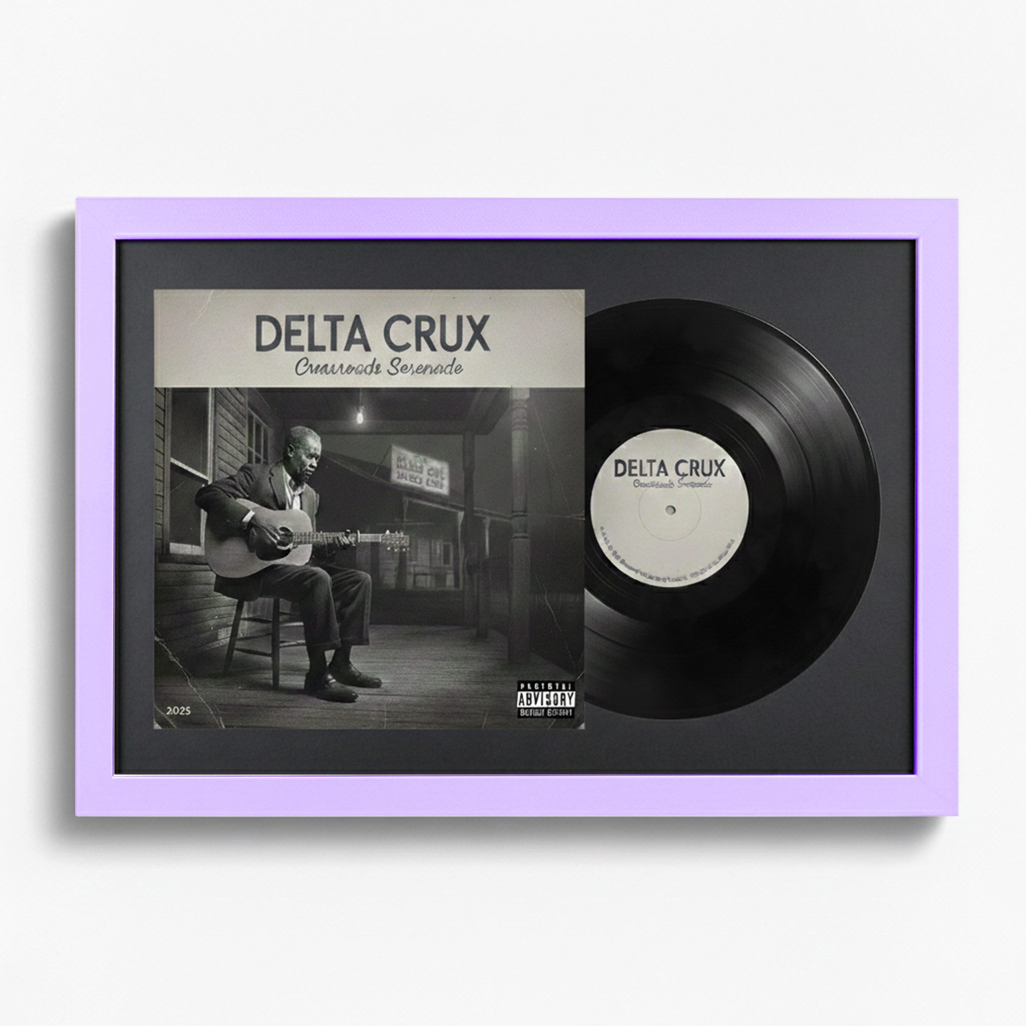 K-Möbel Bilderrahmen Schallplatten Rahmen für Vinyl und Cover, (1 St), mit Passepartout