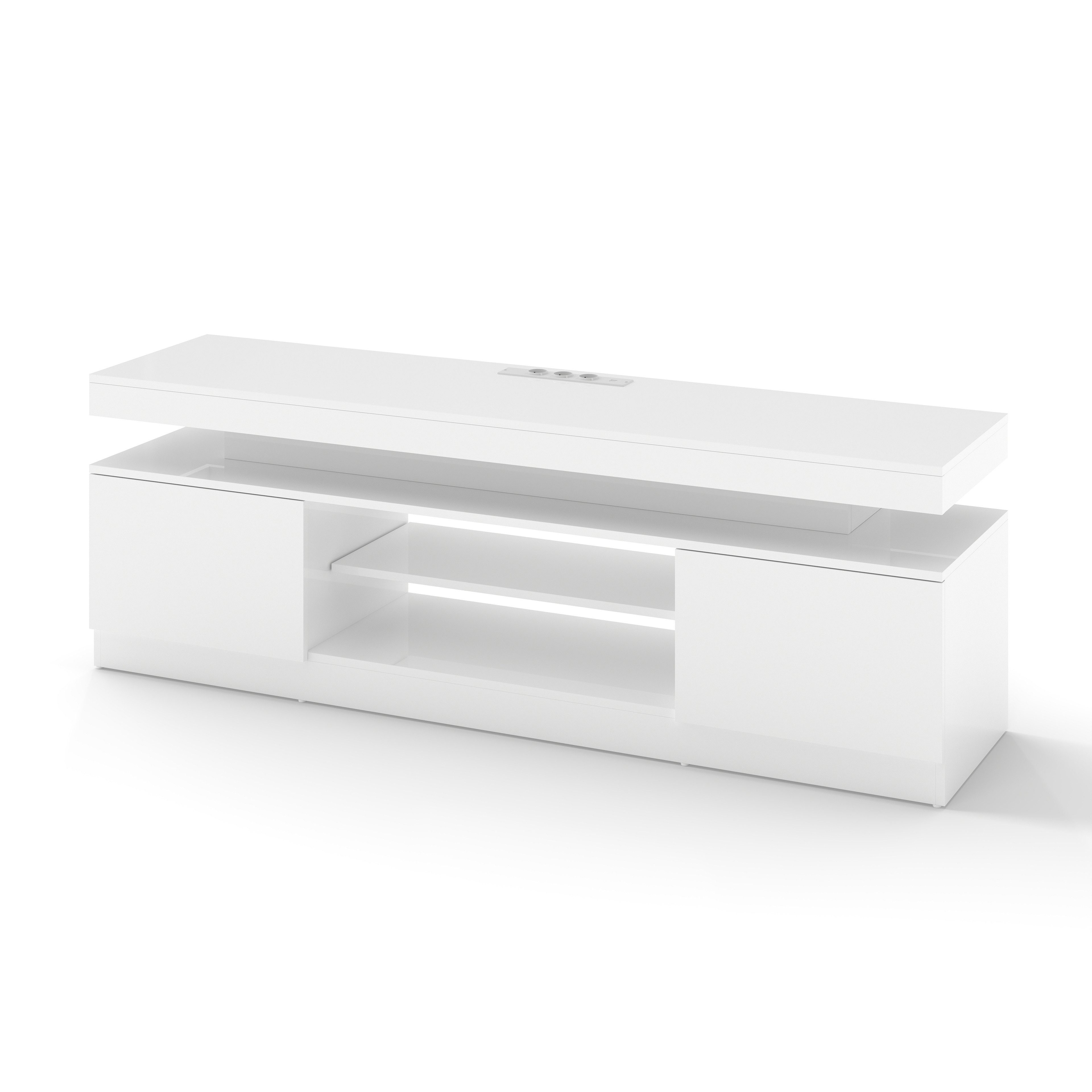 Sunsitt TV-Schrank 160 cm TV-Schrank (Weiß TV-Board mit 2 Fach, TV-Regal für Fernseher bis zu 65 Zoll) TV Kommode für Wohnzimmer, Esszimmer, Schlafzimmer, Weiß