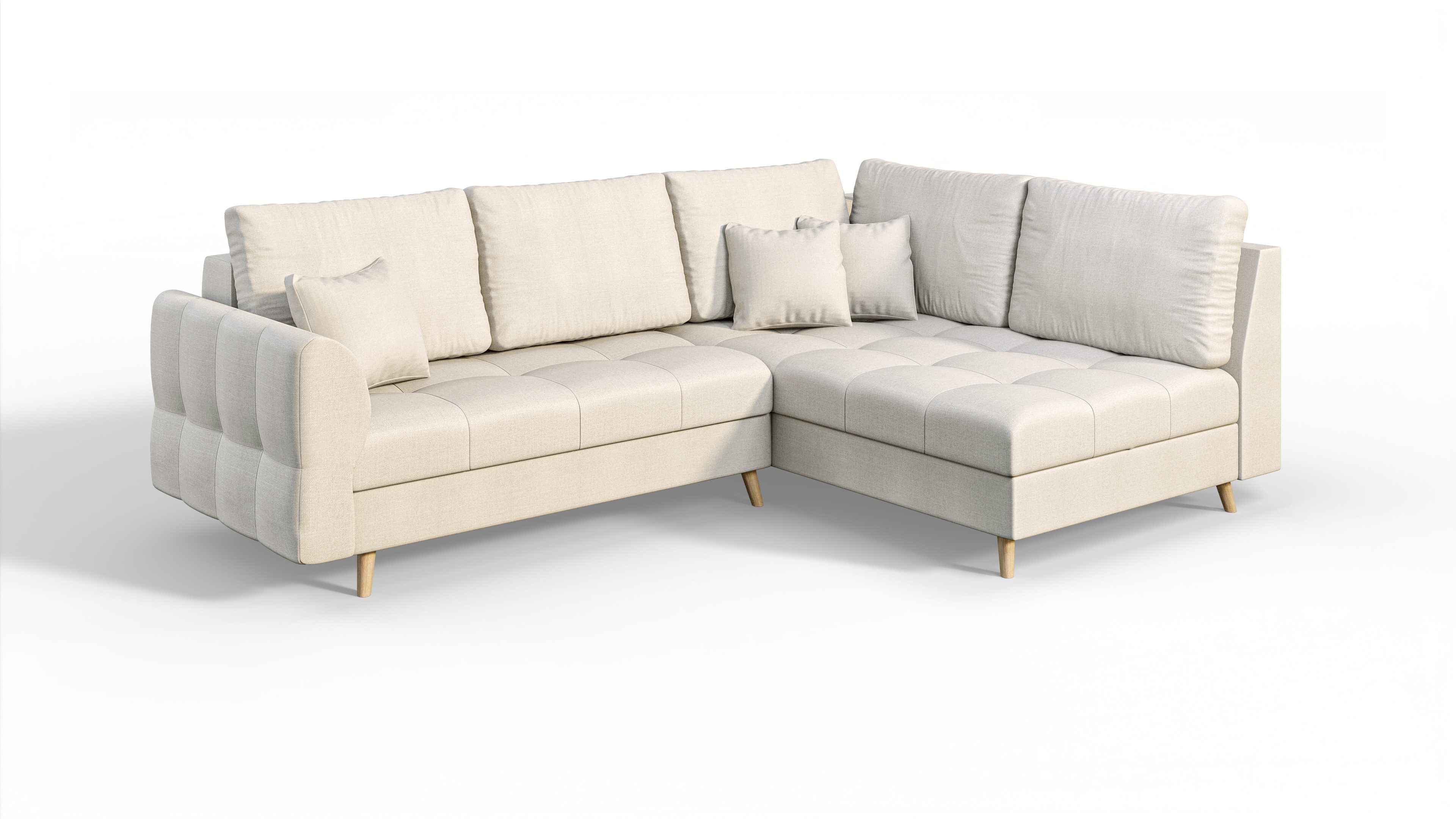 S-Style Möbel Ecksofa Cuba mit Holzfüßen im skandinavischen Stil, Ottomane günstig online kaufen