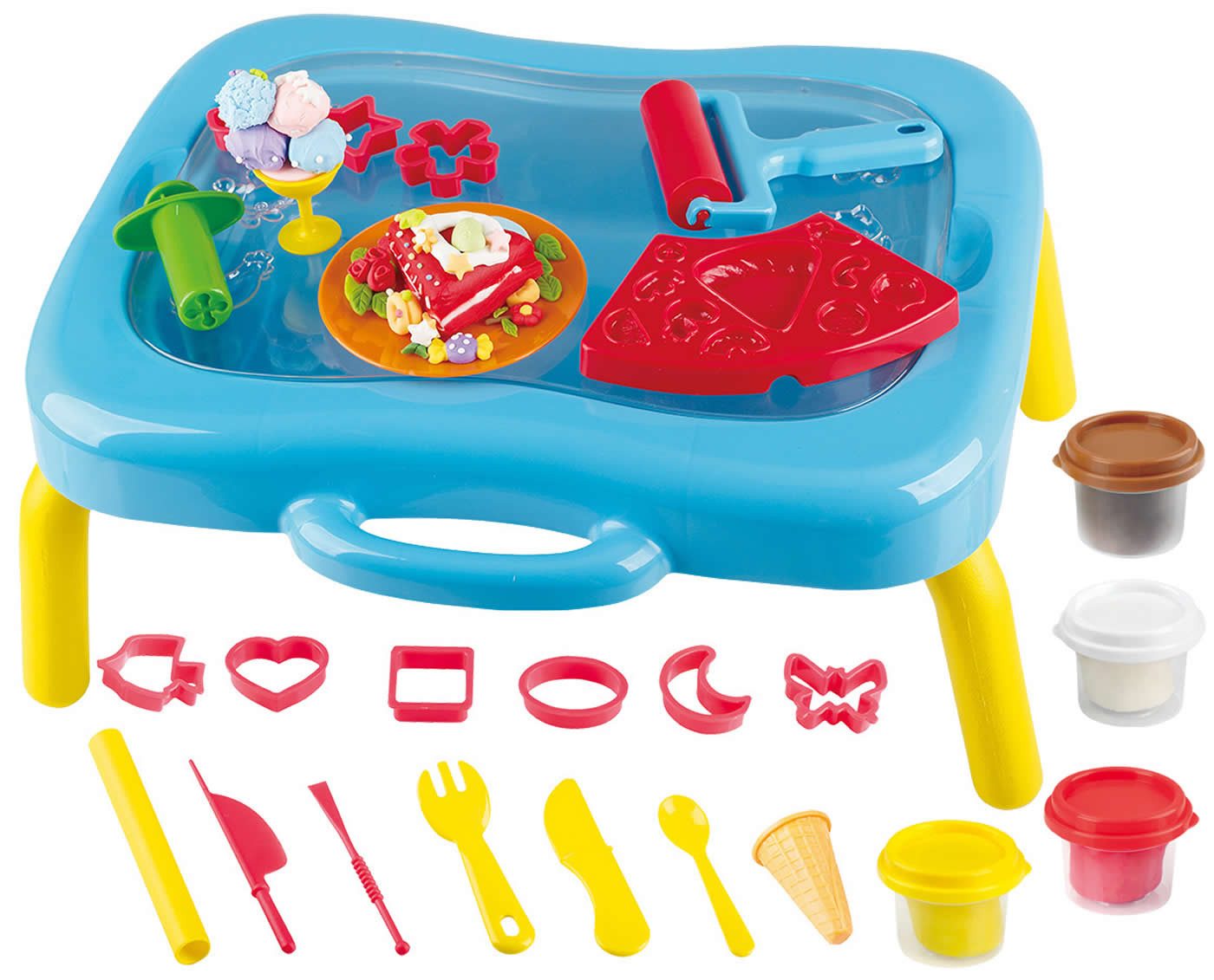 Knetform-Set Knet-/Kreativ-Spieltisch 25-tlg Knete Formen Werkzeug u. Zubehör +3J