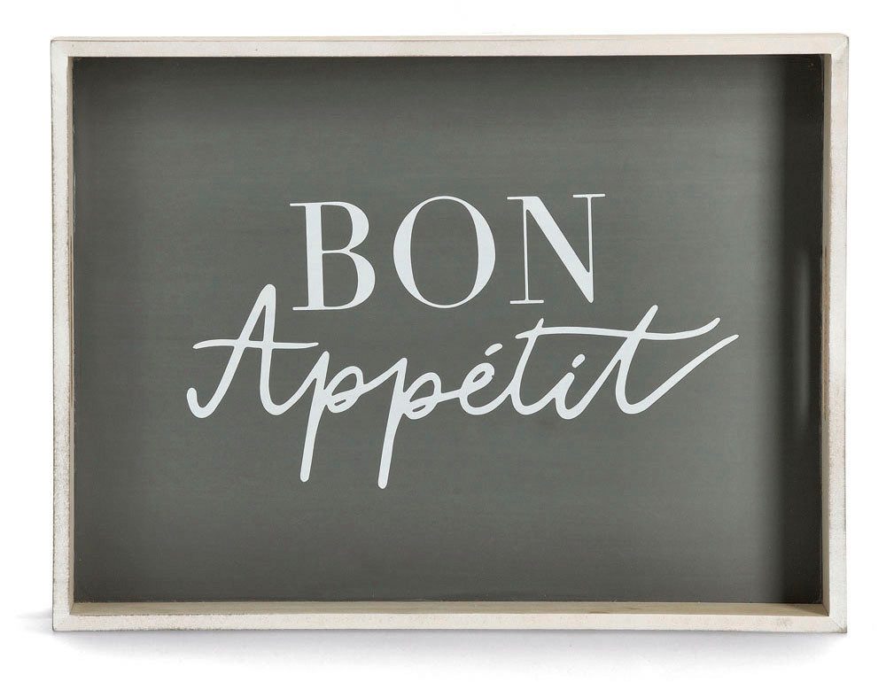 Zeller Present Tablett, MDF, (1-tlg), mit Aufdruck ''Bon Appetit'', 2 Grifflöcher