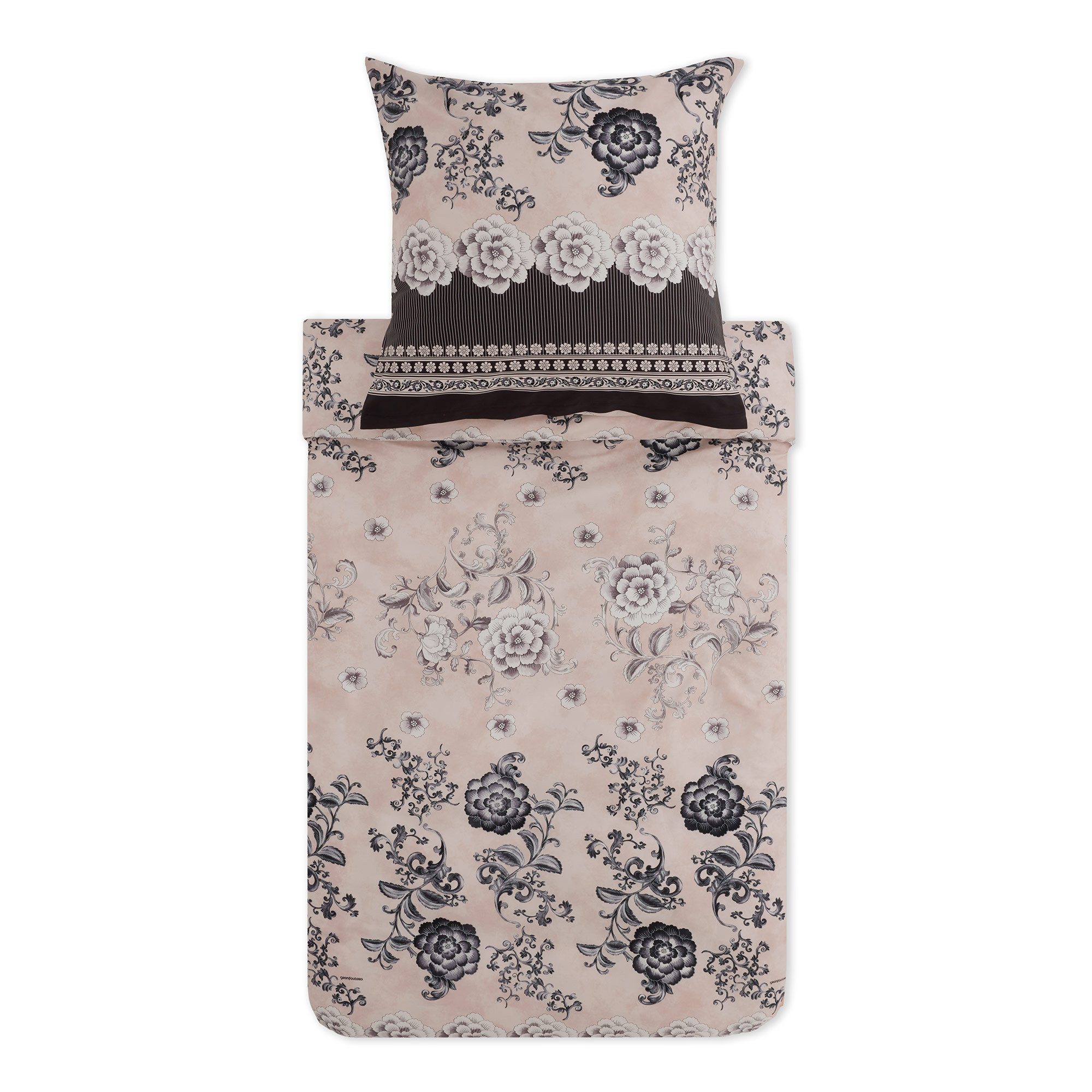 Bassetti Bettwäsche Bettwäsche Bassetti Mako Satin Paraggi 20 elfenbein schwarz 135x200, Mako Satin, 2 teilig, 100% Baumwolle (Premium Mako Satin)