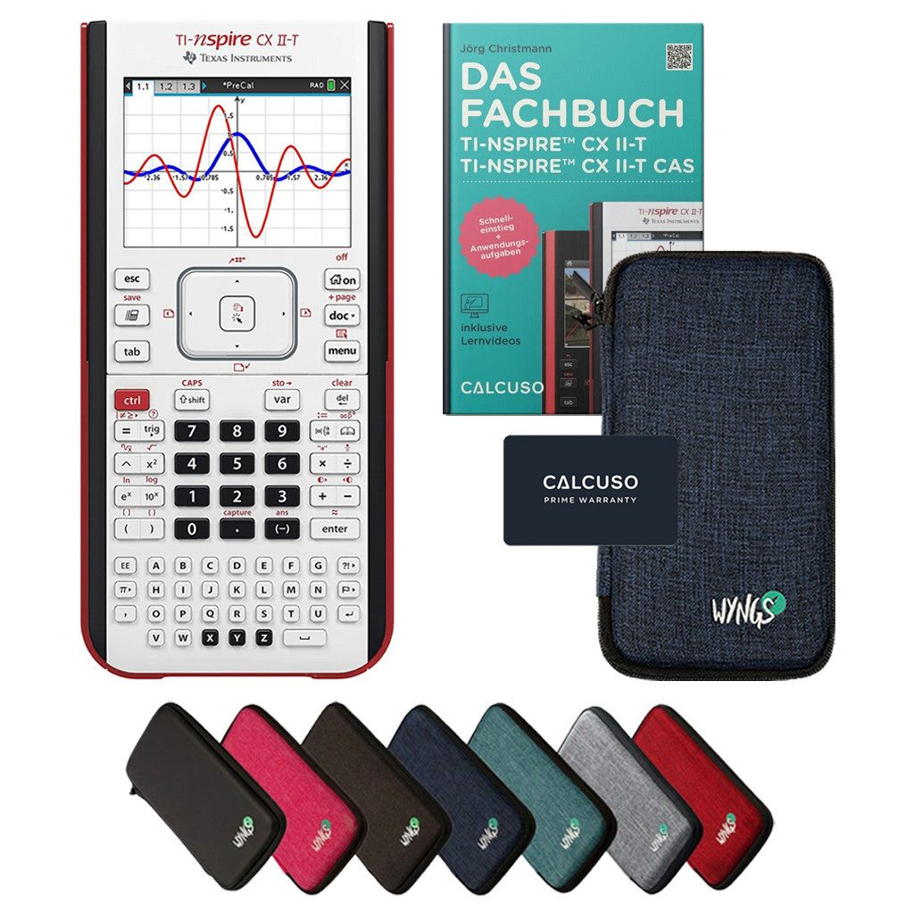 Texas Instruments Taschenrechner TI-Nspire CX II-T inkl. Schutztasche Blau & Fachbuch (160 S)