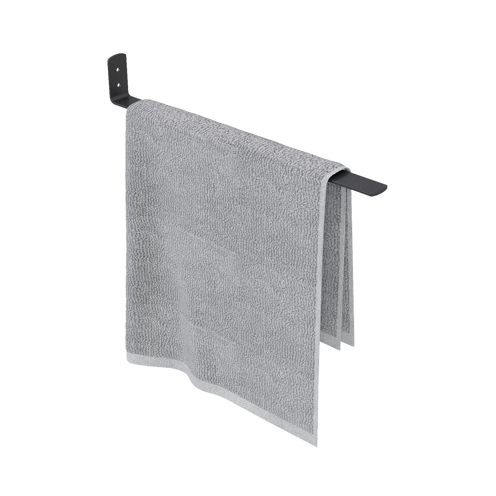 QLS Handtuchhalter Schwarz aus Stahl pulverbeschichtet, 40 cm aus Stahl Handtuchstange Wandmontage Bad Schwarz