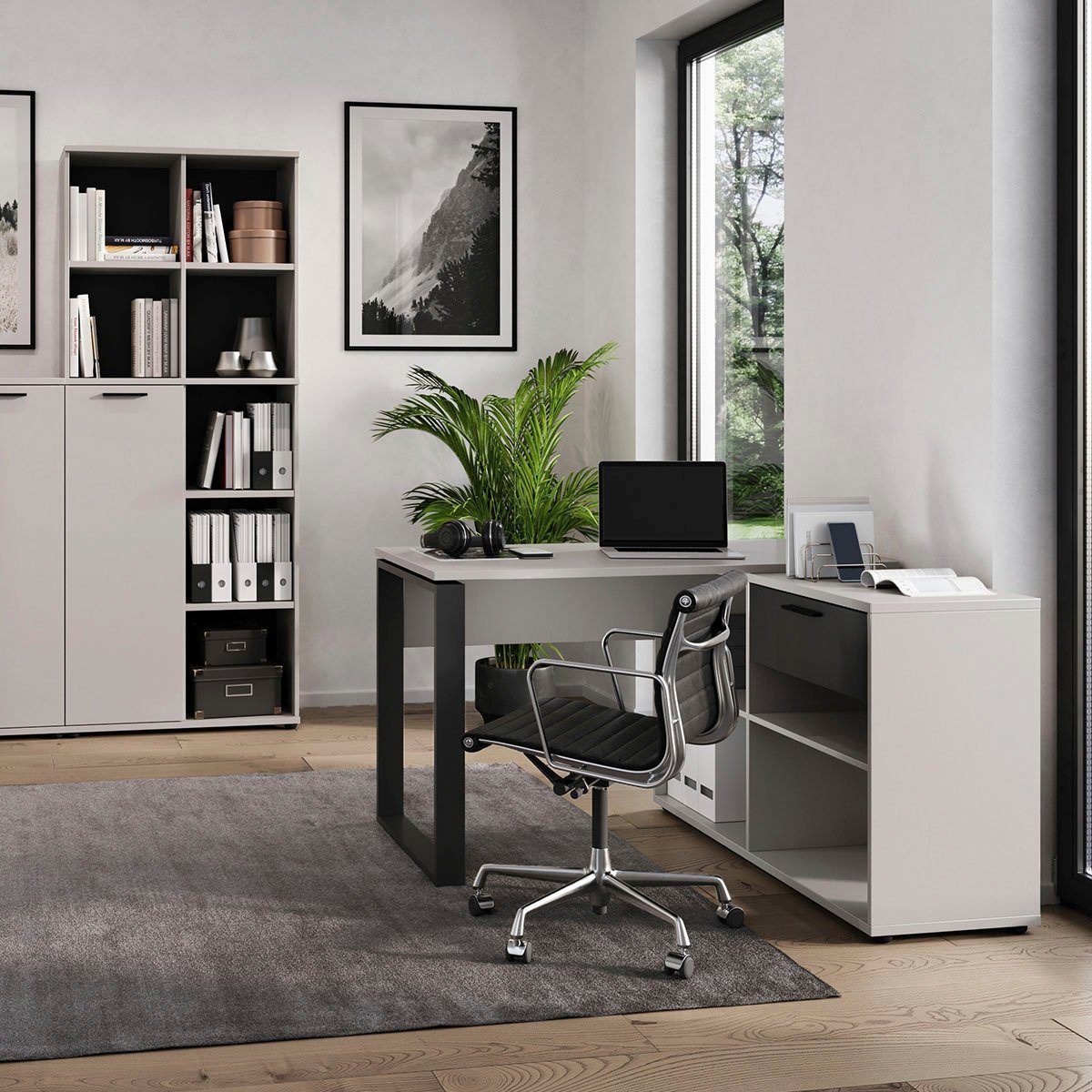 (2-St), integriertem Büro-Set Schreibtisch GERMANIA und mit Fenton, Sideboard inkl. Aktenschrank