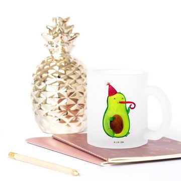 Mr. & Mrs. Panda Teeglas Avocado Feier - Transparent - Geschenk, Veggie, Gute Laune, Tasse mit, Premium Glas, Liebevolles Design