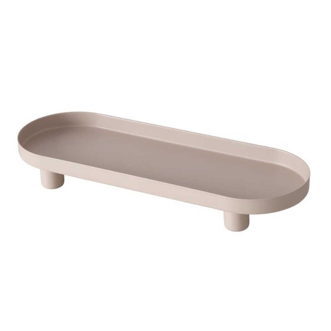 BOLTZE Dekotablett Manon – Ovales Metall-Tablett 28 cm, Schwarz & Beige, schmal