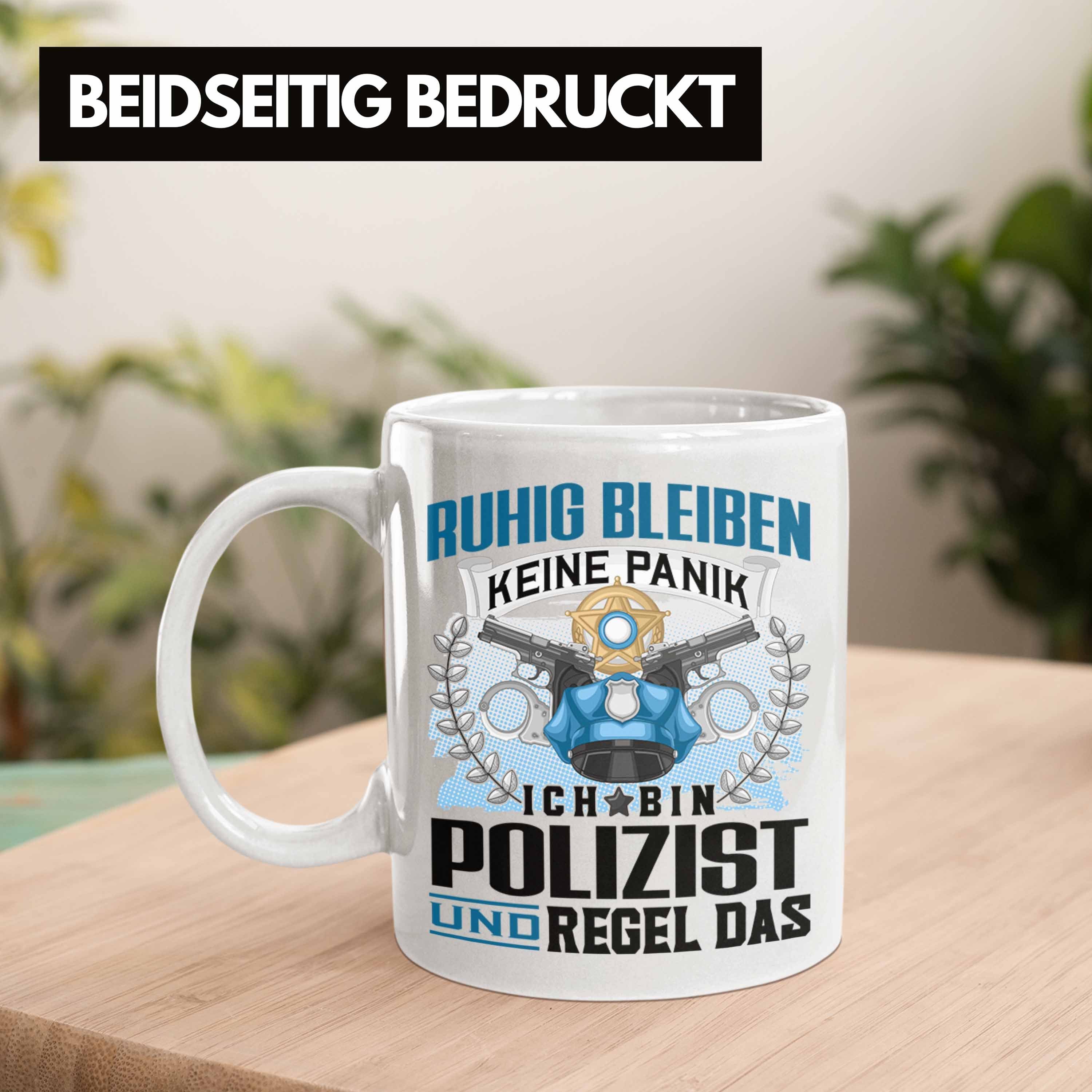 Weiss Trendation Trendation für Polizist Geschenk Spruch Männer Lustiger Ruhig Tasse Tasse -