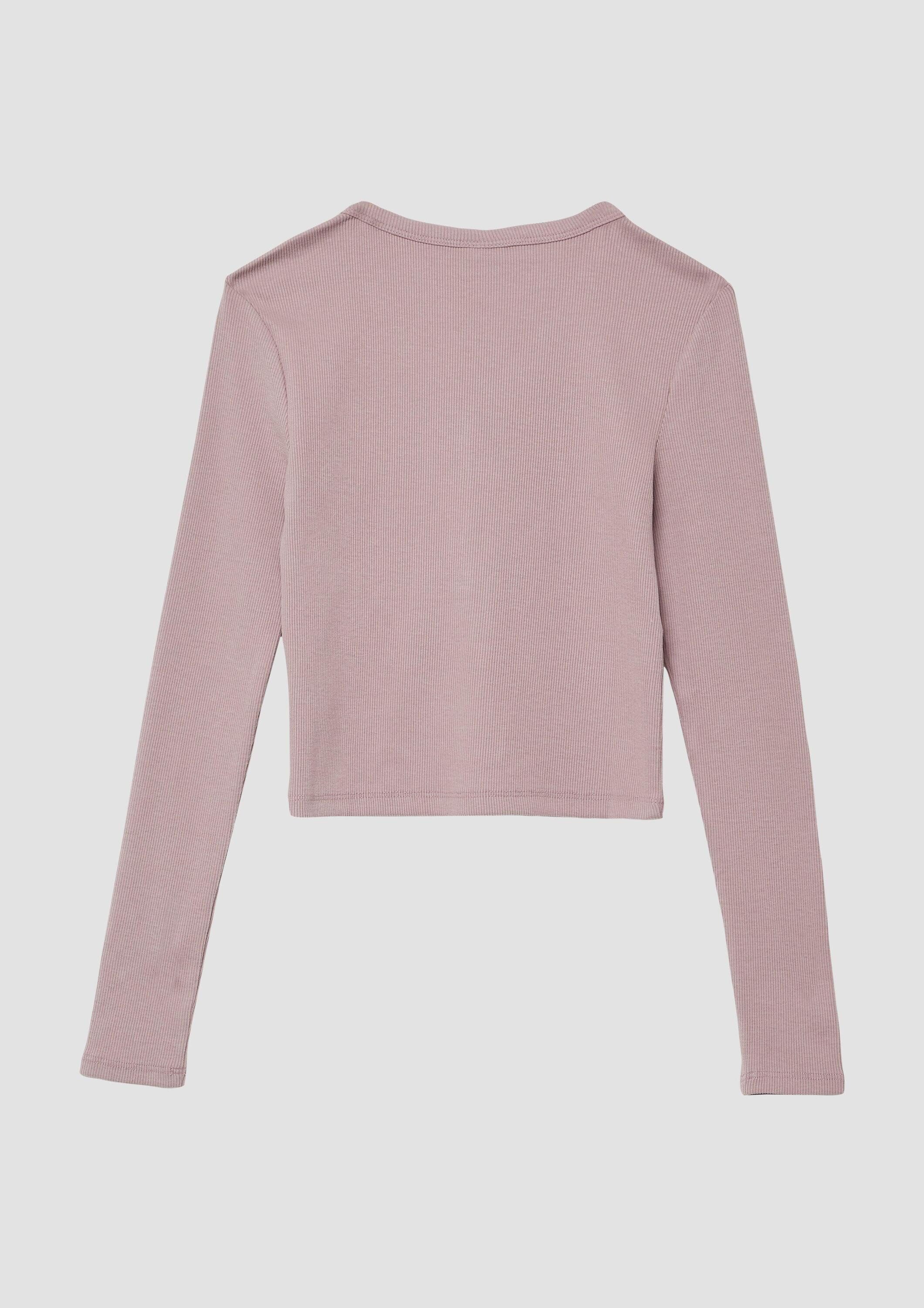 s.Oliver Langarmshirt T-Shirt Verkürztes Rippshirt mit Knopfleiste
