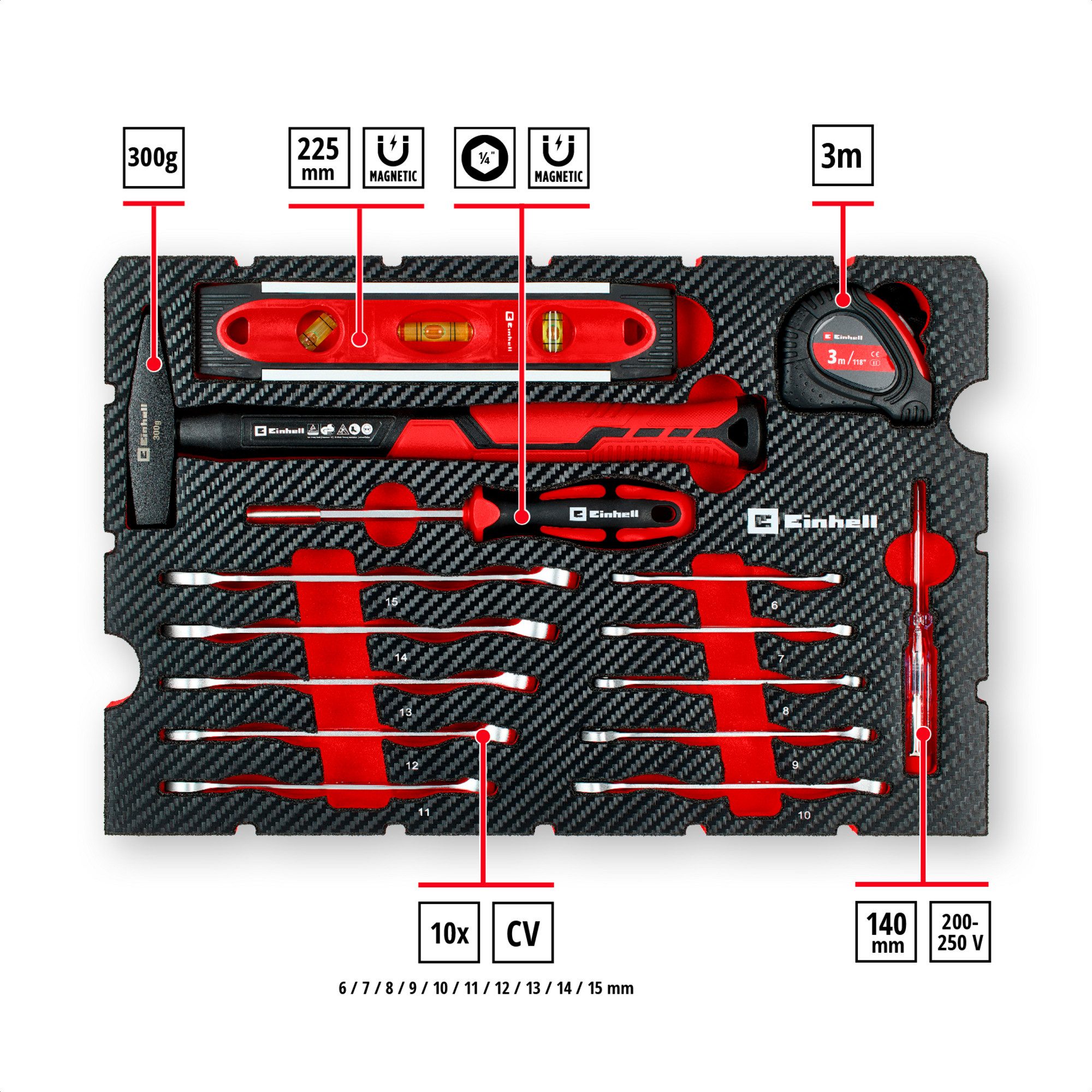 Einhell Werkzeugset EINHELL E-Case Werkzeugkoffer Umzug, 79-teilig, (79-tlg)