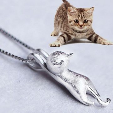 Mrichbez Silberkette 925 Sterling Silber Origami Katze (Katzenliebhaber -, Beliebter Stil), Bestfiends Geschenk -