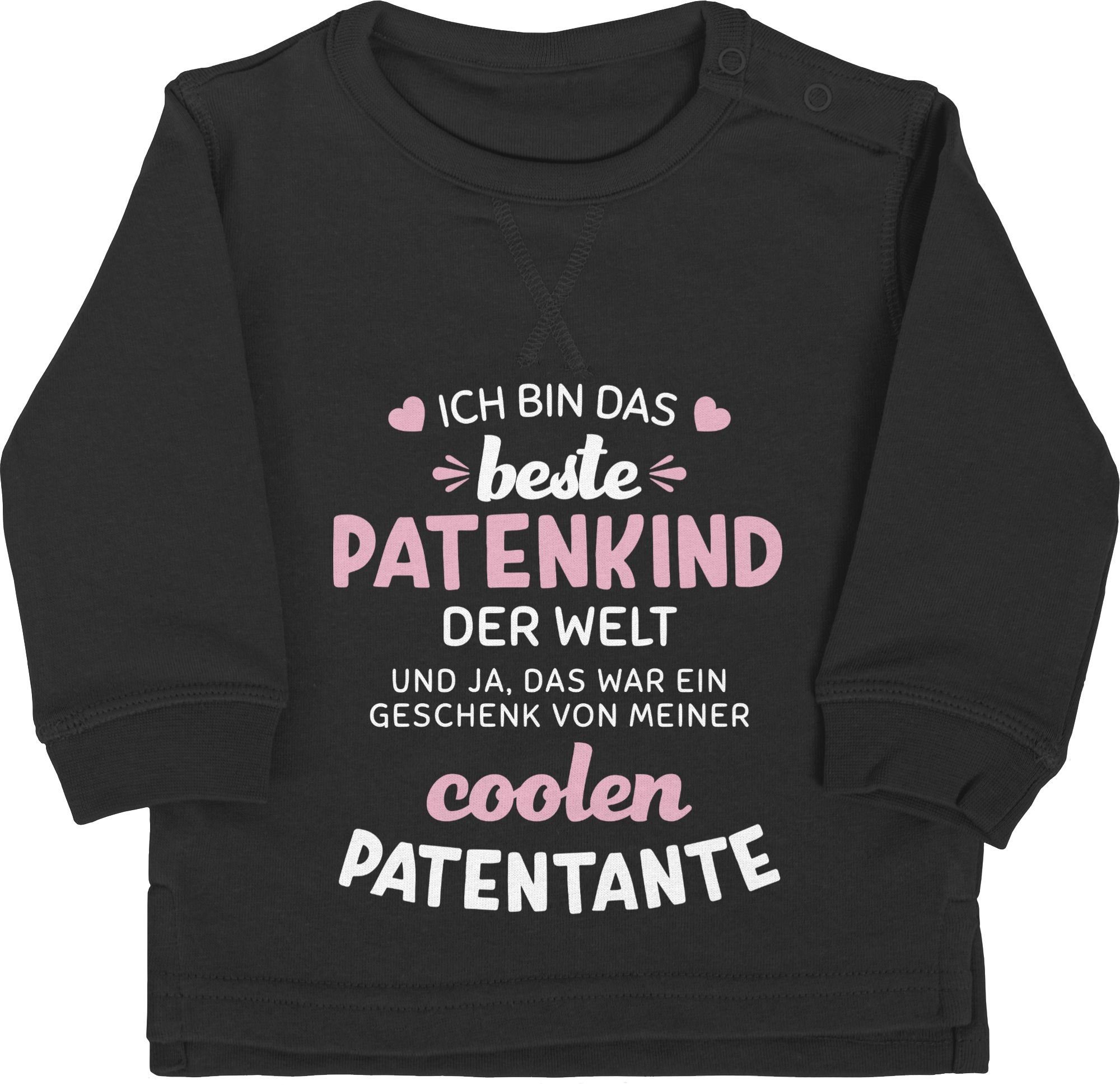 Patentante das Schwarz weiß/rosa beste Welt Baby der Ich bin 3 Sweatshirt Shirtracer Patenkind