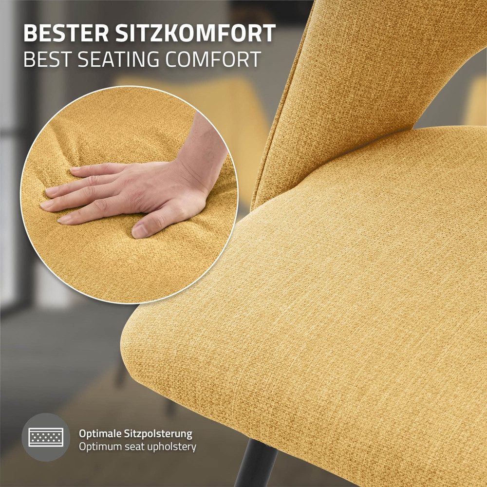 ML-DESIGN Stuhl Esszimmerstühle mit Rückenlehne moderne Design Lounge Küchenstühle (2 St), Polsterstuhl Esstischstühle 2er Set Clubsessel Polyester bis 120kg – Bild 5 von 5