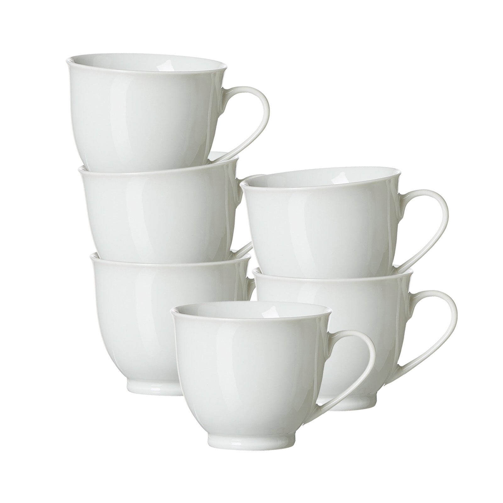 Ritzenhoff & Breker Tasse Bianco Rondo Kaffeetassen 180 ml 6er Set, 6-tlg., Porzellan