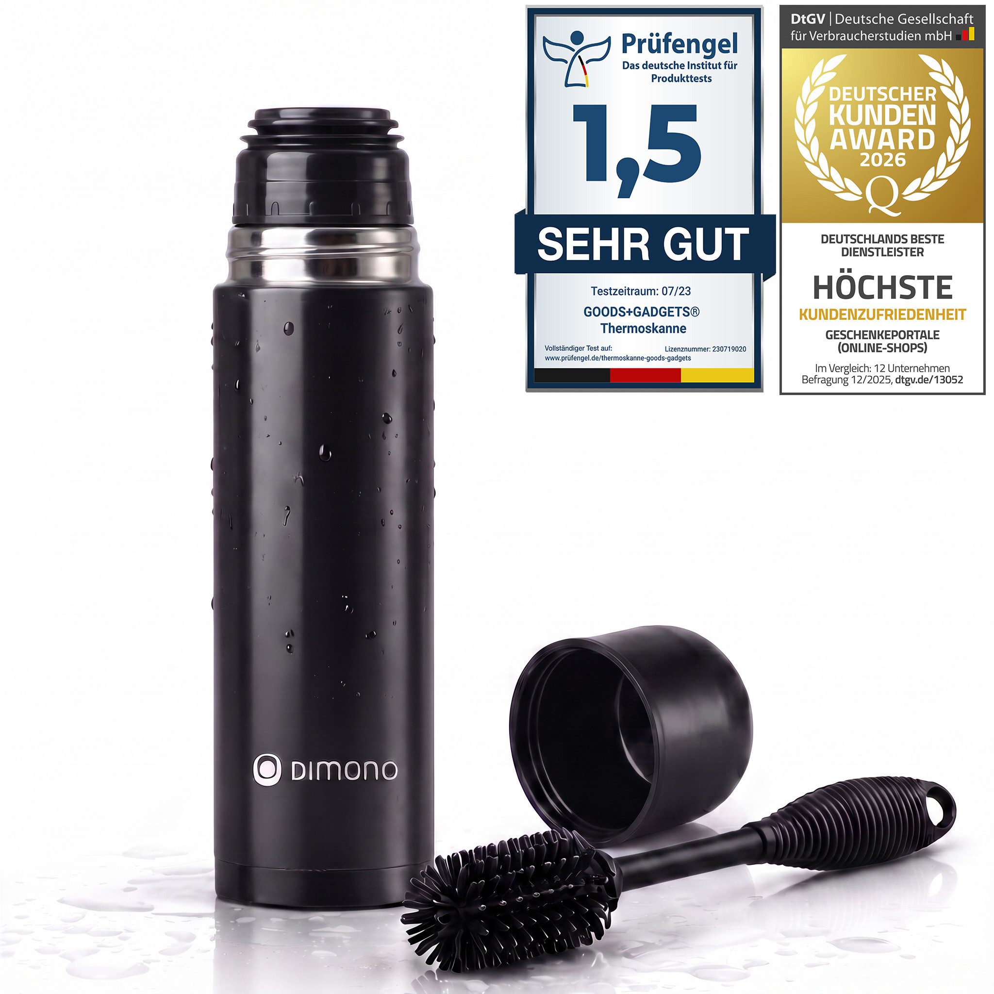 Goods+Gadgets Thermoflasche Edelstahl-Isolierflasche 500/1000ml – Thermosflasche mit Druckknopf, doppelwandiger Thermobecher Isolierkanne