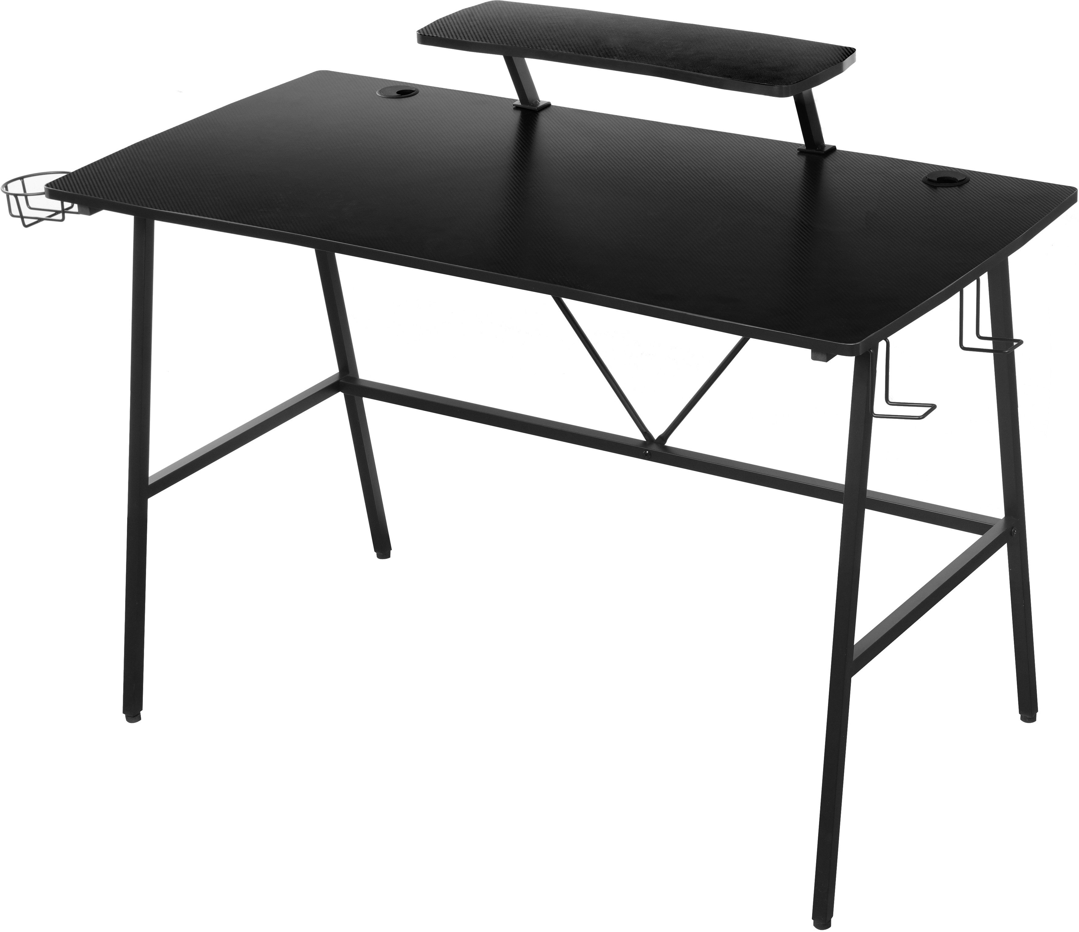 INOSIGN Gamingtisch STREAKY, Schreibtisch, Computertisch, Kabeldurchlass, 2 Kopfhörerhaken,Getränkehalter, Monitoraufsatz, Kabelführung, Breite 120 cm