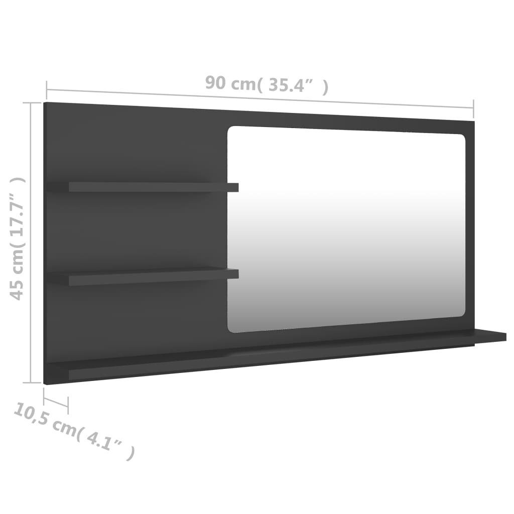 Grau Badezimmerspiegelschrank Holzwerkstoff Badspiegel 90x10,5x45 cm vidaXL (1-St)