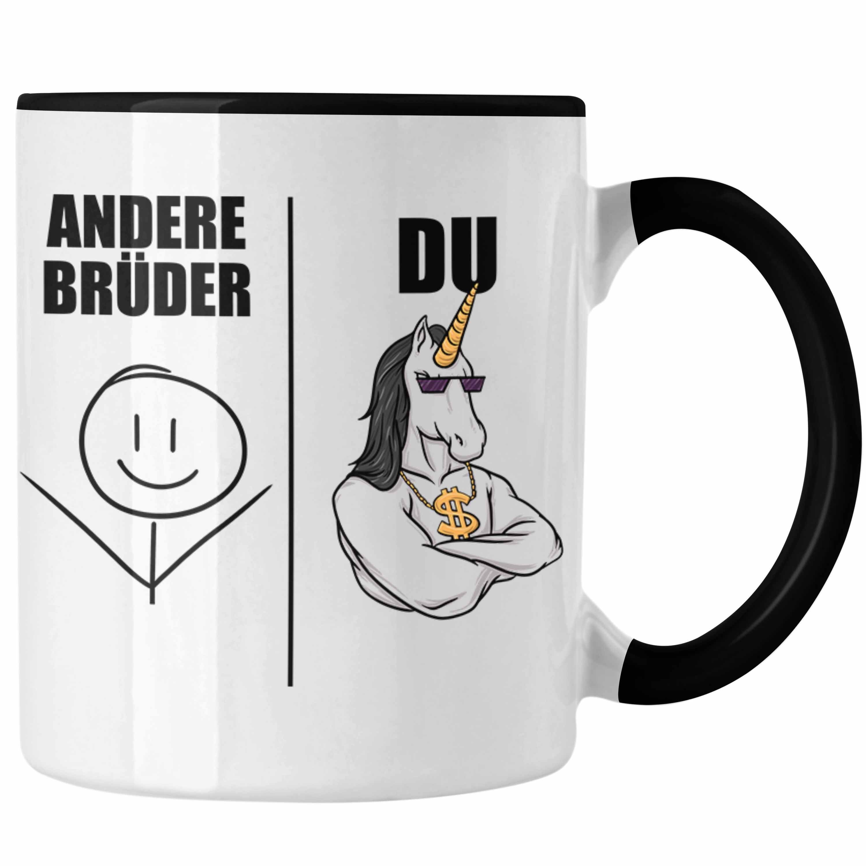 Trendation Tasse Trendation - Bruder Geschenk Tasse Spruch Bester Bruder Geschenkidee von Schwester für Brüder schwarz