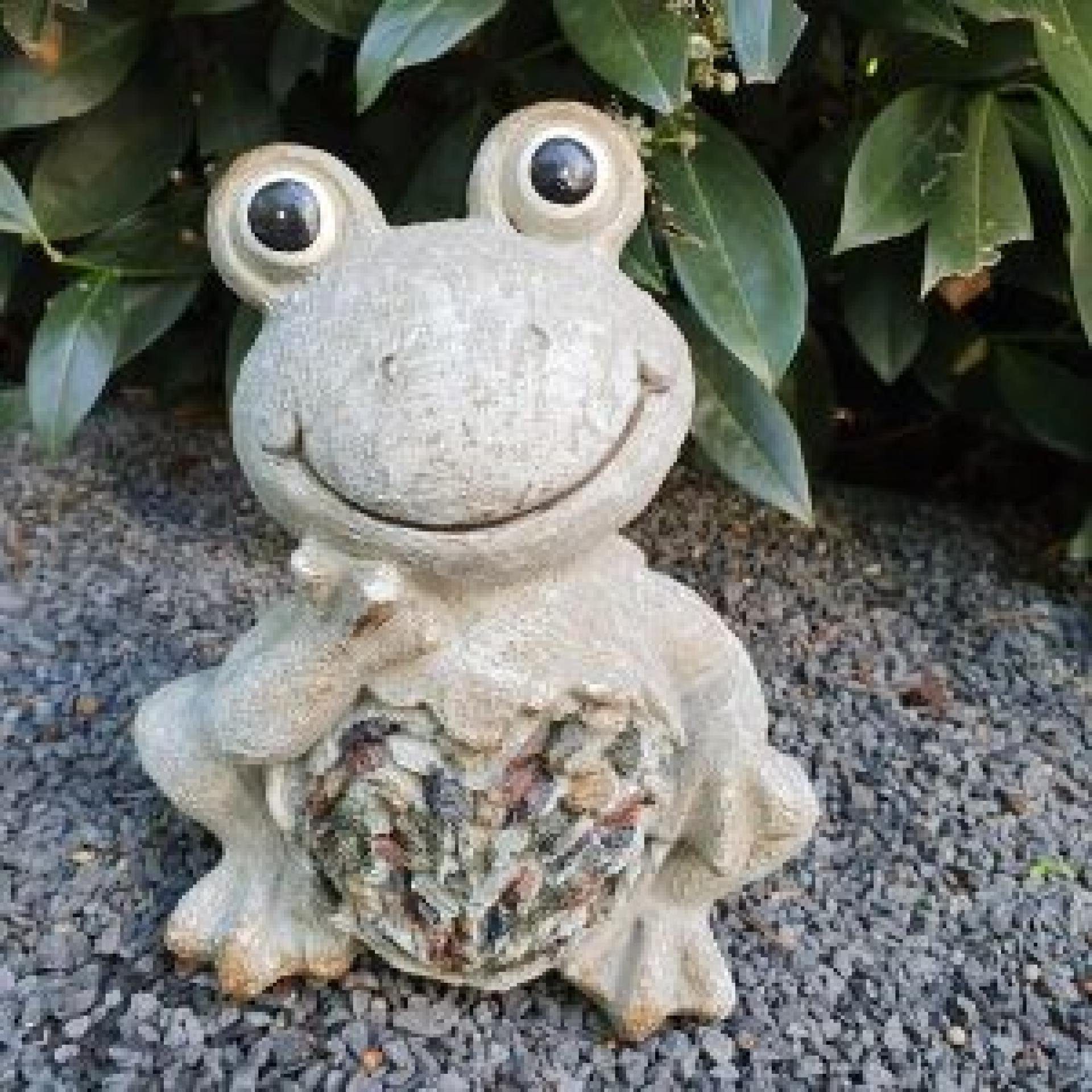 Aspinaworld Gartenfigur Gartenfigur graue Frosch Figur 18 cm
