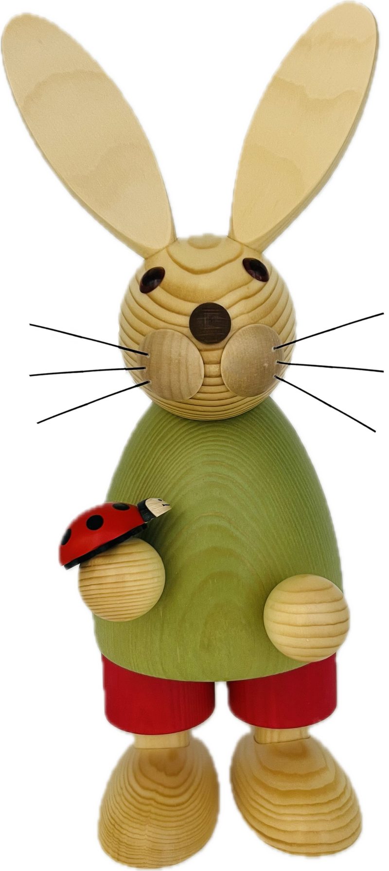 Richard Glaesser Osterhase grün mit Käfer (32cm), Hase aus Holz (Osterdeko, Hase), Handwerkskunst original Erzgebirge