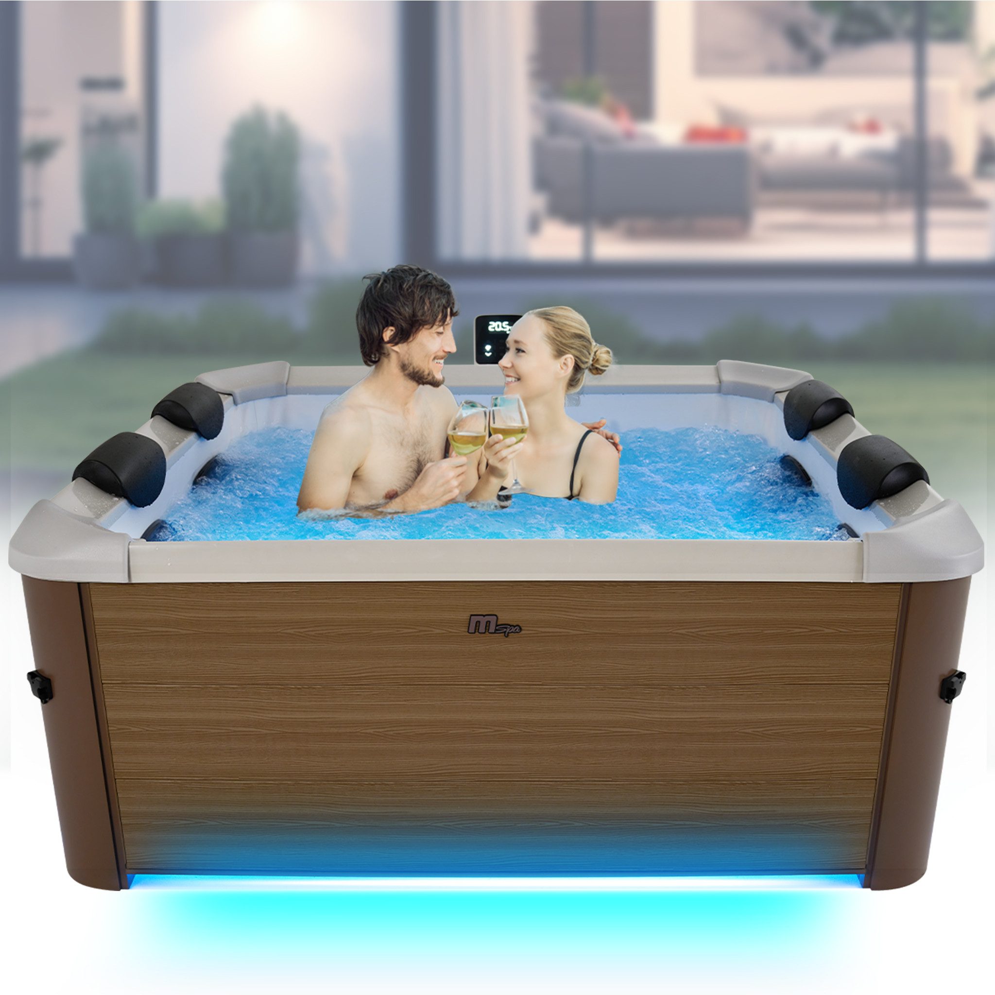 mSpa Whirlpool Whirlpool Frame Oslo F-OS063W für 6 Personen, (Whirlpool outdoor, Whirlpool mit Heizung, Whirlpool mit Massagedüsen, Whirlpool outdoor 6 Personen), outdoor Whirlpool, Whirlpool für 6 Personen