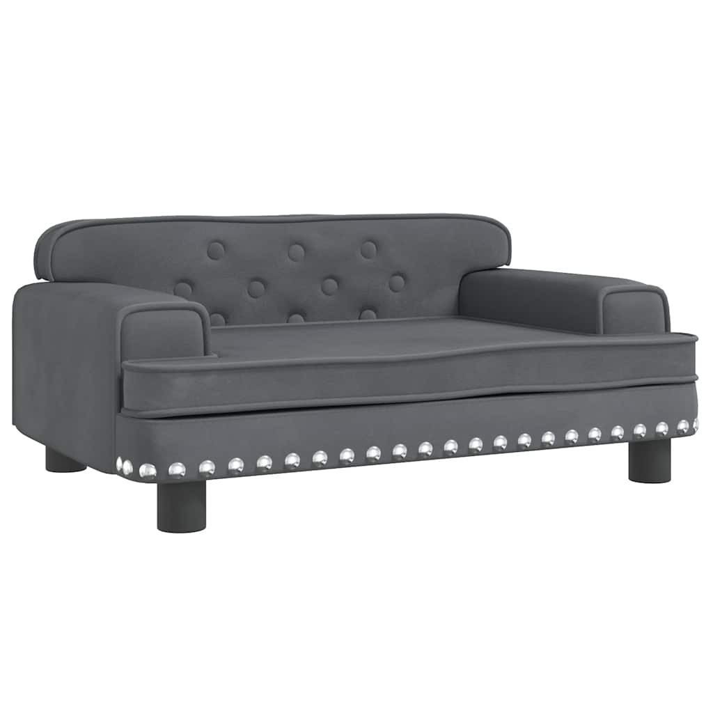 furnicato Tierbett Hundebett Dunkelgrau 70 x 45 x 30 cm mit Massivholz-Rahmen, Samt, Samtiges Haustier-Sofa mit weichem Schaumstoff für kleine Hunde